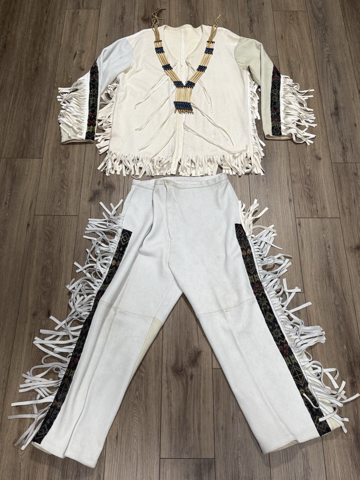 Vintage Paiute Native American Buckskin Beaded Fringed Pow Wow War Shirt Pants Vintage Paiute Native American Buckskin Beaded Fringed Pow Wow War Shirt Pants