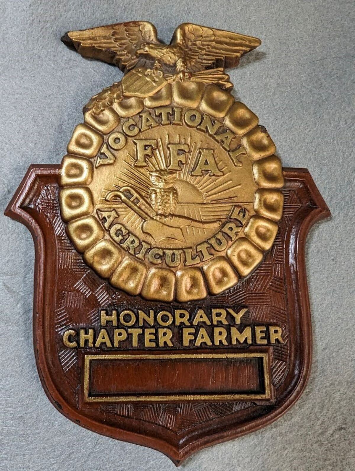 Vintage FFA Honorary Chapter Farmer Vocational Agriculture Plaque Sign Award