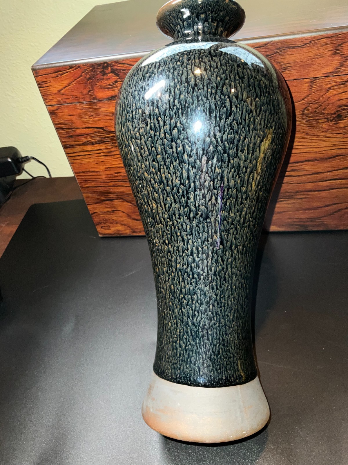 Authentic Chinese Jianzhan Partridge Feather Glaze Vase by Da Zhan Zuo Authentic Chinese Jianzhan Partridge Feather Glaze Vase by Da Zhan Zuo