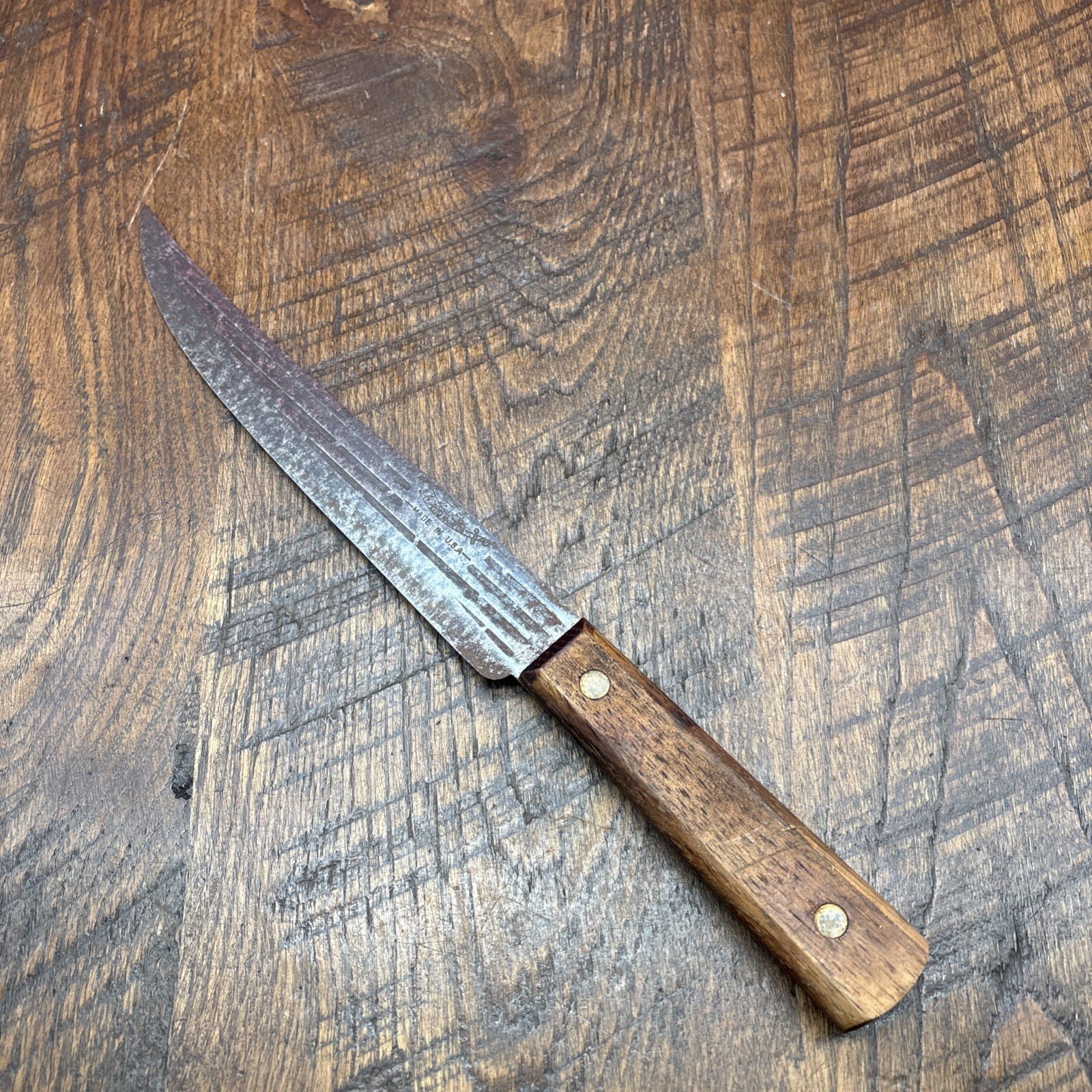 VTG Ontario Knife Co. Tru-Edge Old Hickory Knife Made In USA,  8” Blade 12.75”tl