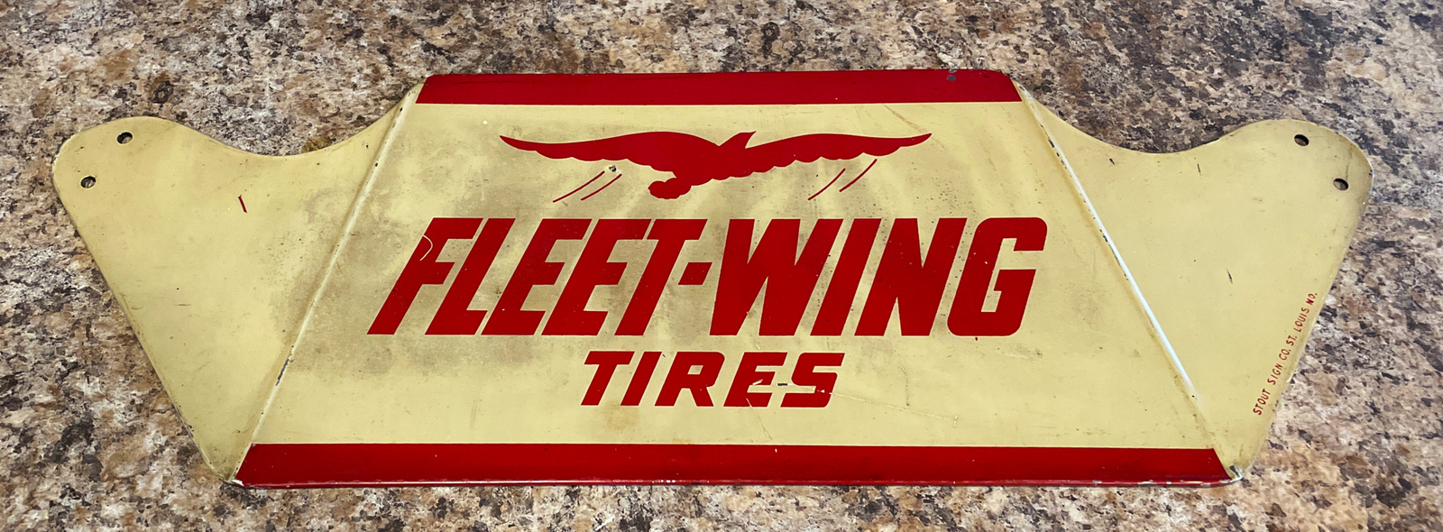 Rare Fleet-Wing Tires - Gas Motor Oil Service Station Metal (Stout Sign Co