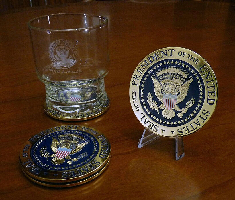 Set of Four 4 - Beautiful Presidential Seal Coaster(s) - White House
