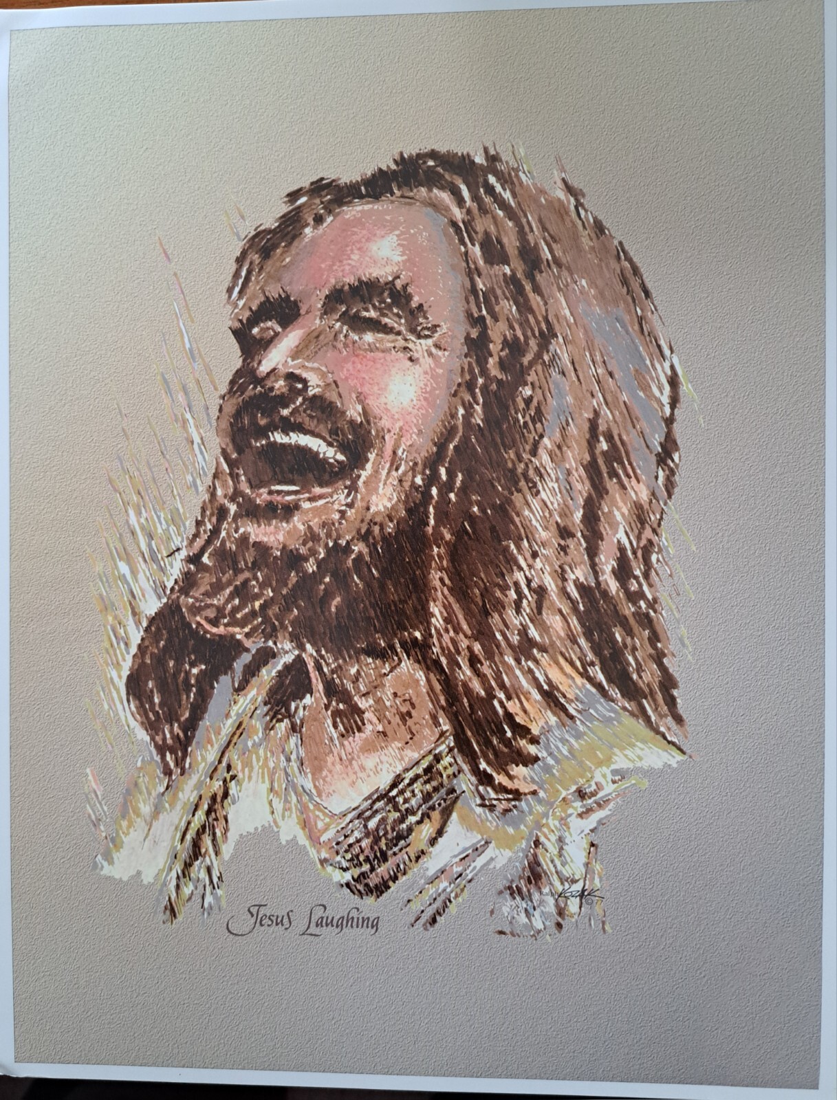 Jesus Laughing Enhanced Print Picture 8-1/2 x 11 Joyful Christian Art New Jesus Laughing Enhanced Print Picture 8-1/2 x 11 Joyful Christian Art New