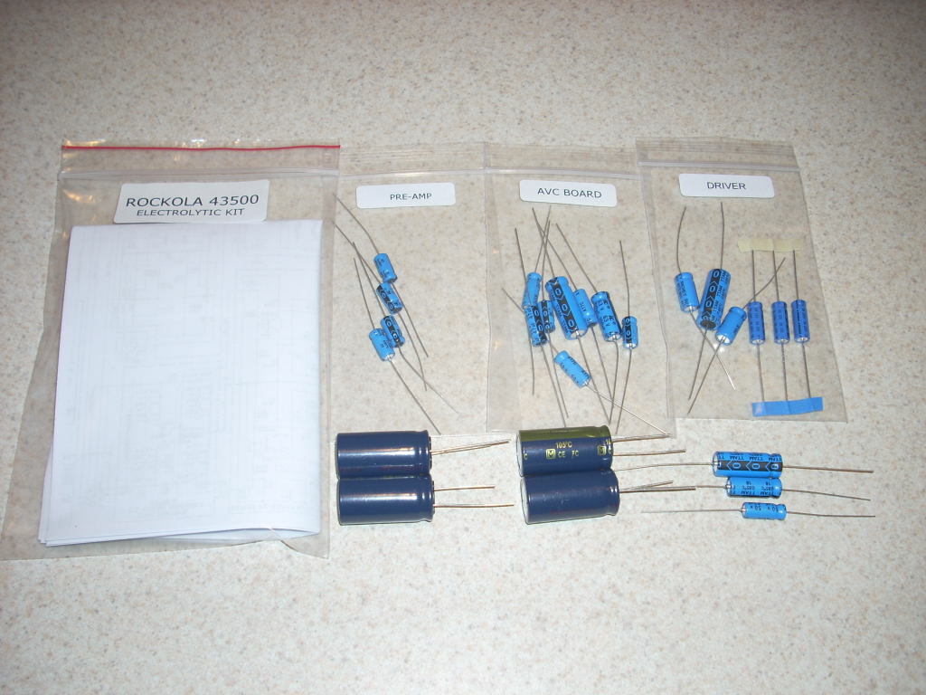 ROCKOLA 43500 SOLID STATE AMP ELECTROLYTIC KIT FOR MODELS 436 AND 437 