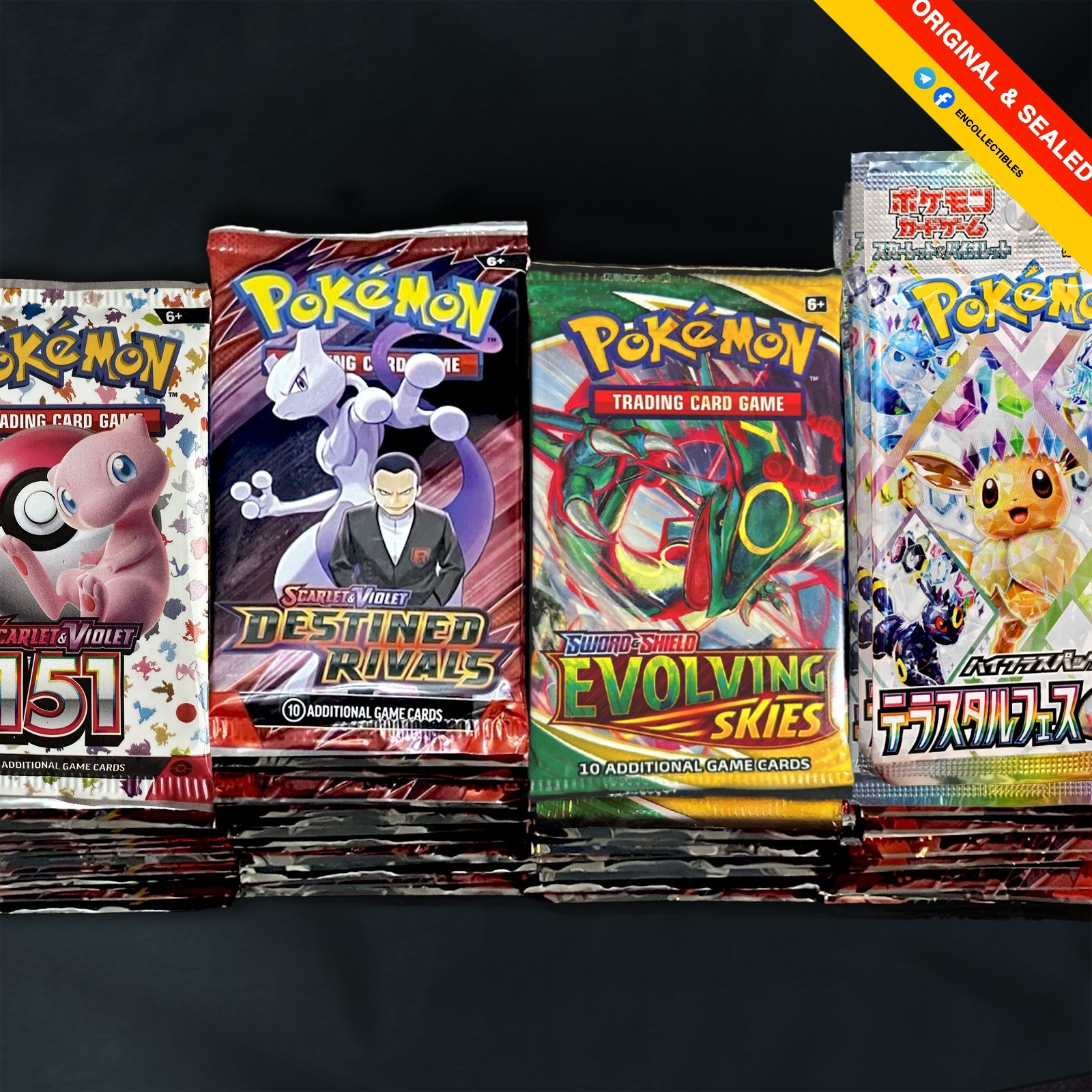POKEMON x4 BOOSTER PACKS - Rocket 151 Crown Zenith Prismatic Evolving- ENG/JAP