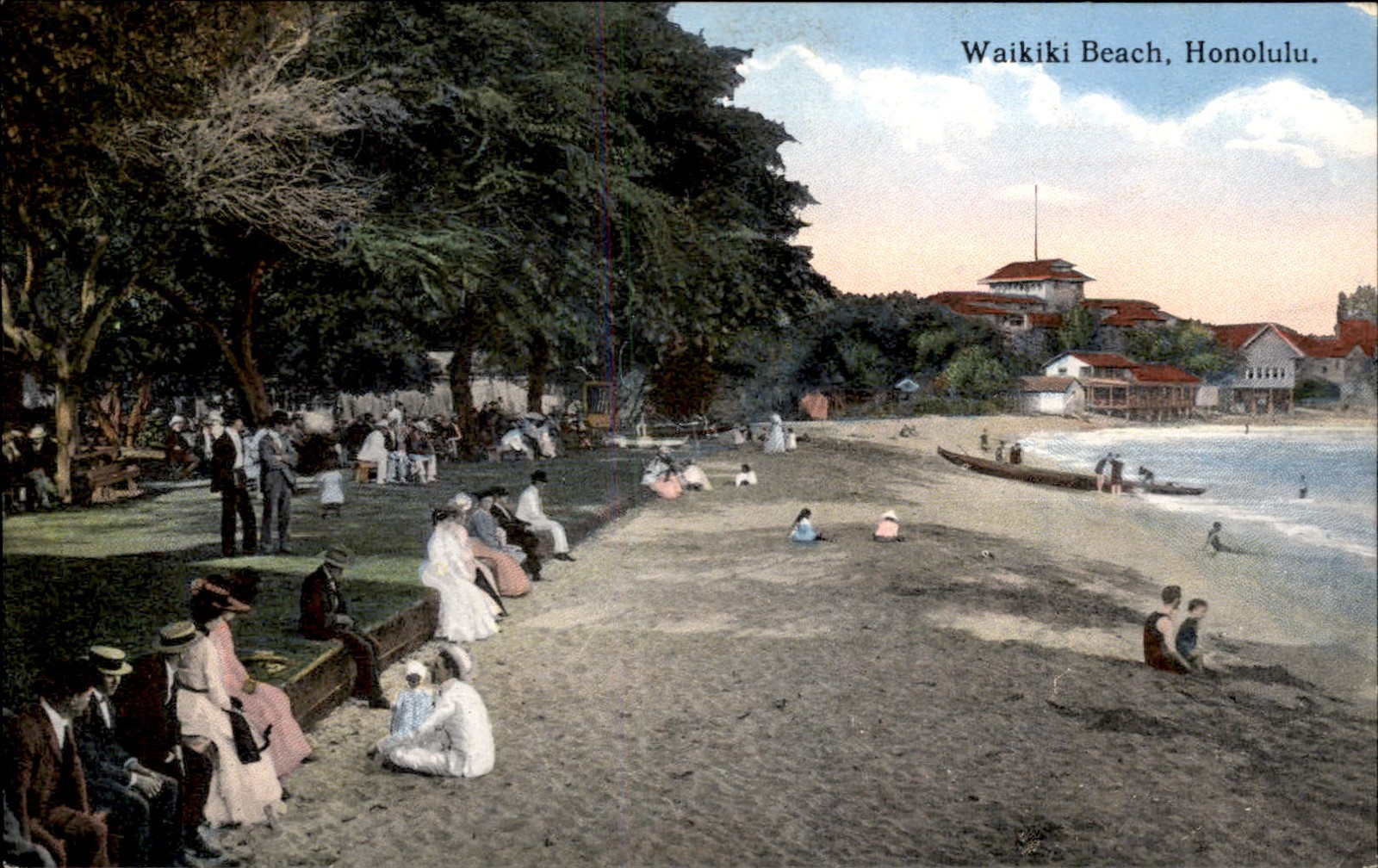 Honolulu HI Waikiki Beach c1900s-10s Vintage Postcard bhn Honolulu HI Waikiki Beach c1900s-10s Vintage Postcard bhn
