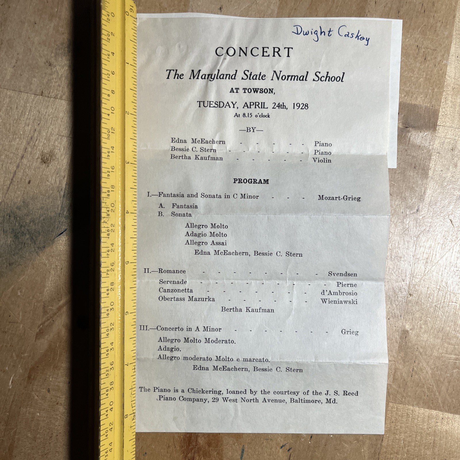 Antique Maryland State Normal School Concert Towson State Md 1920s — I2 Antique Maryland State Normal School Concert Towson State Md 1920s — I2