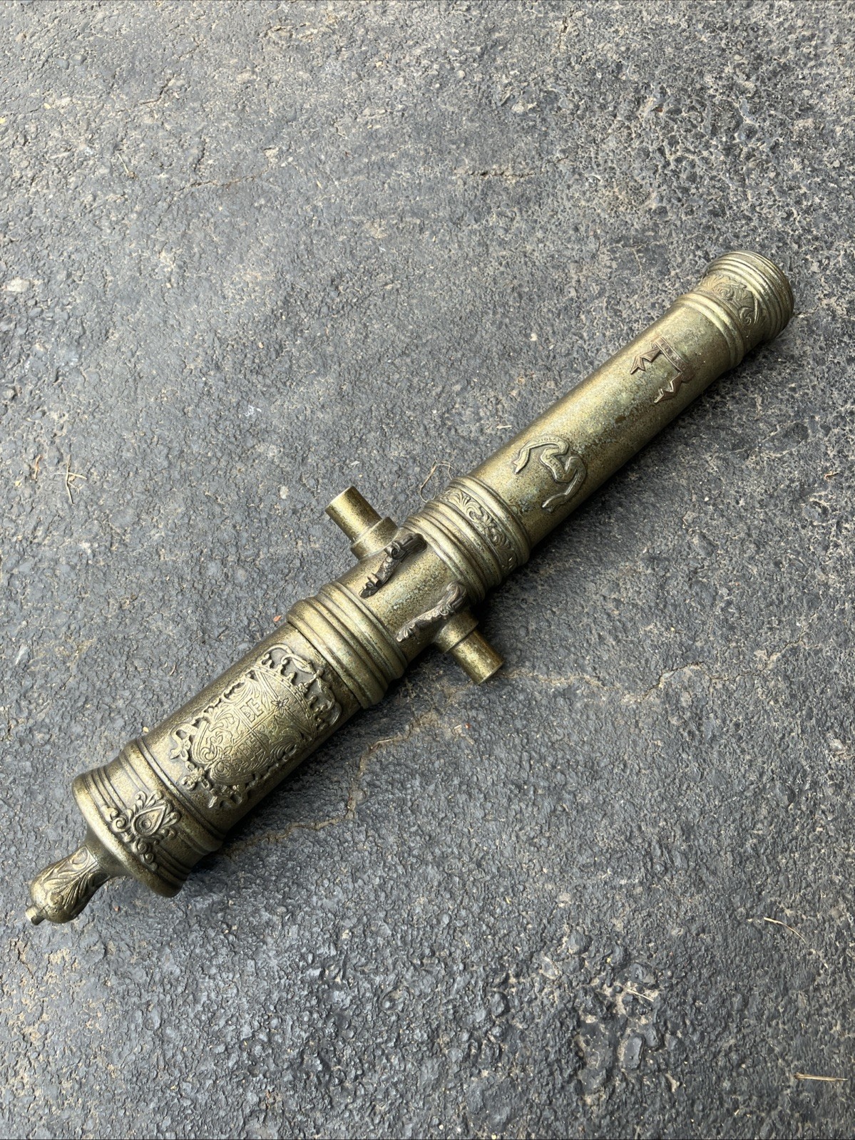 Cannon Barrel 18” Metal Die Cast Decoration Vintage Style Ornate 
