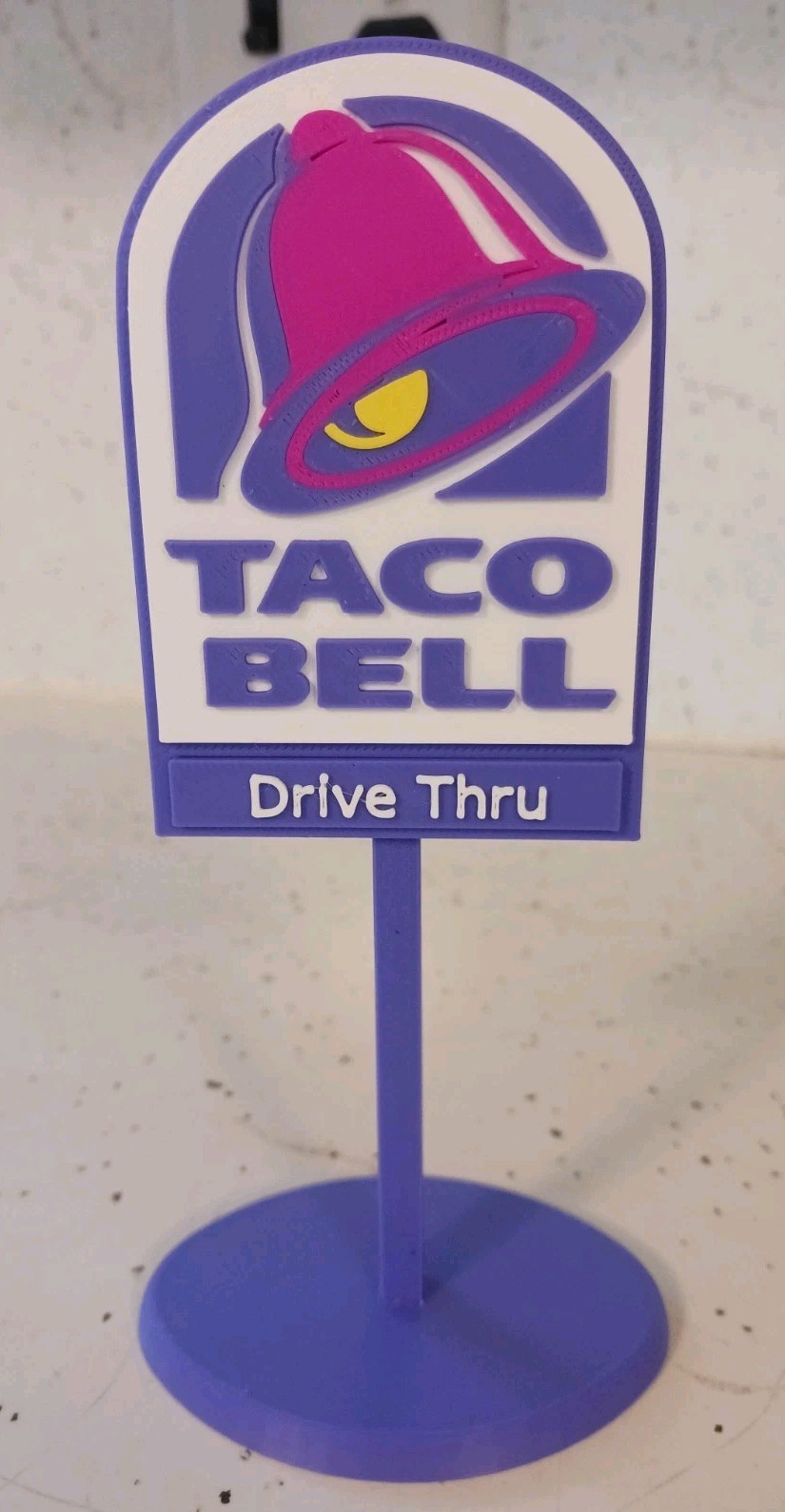 Double Sided Taco Bell Miniature Drive Thru Restaurant Sign - 6.5" Desk Display