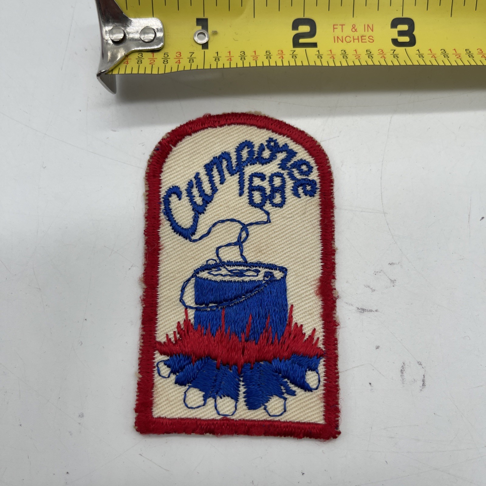 Vintage 1968 Boy Scout Camporee Patch 2x3” BSA Cut Edge Red Blue Generic Issued Vintage 1968 Boy Scout Camporee Patch 2x3” BSA Cut Edge Red Blue Generic Issued