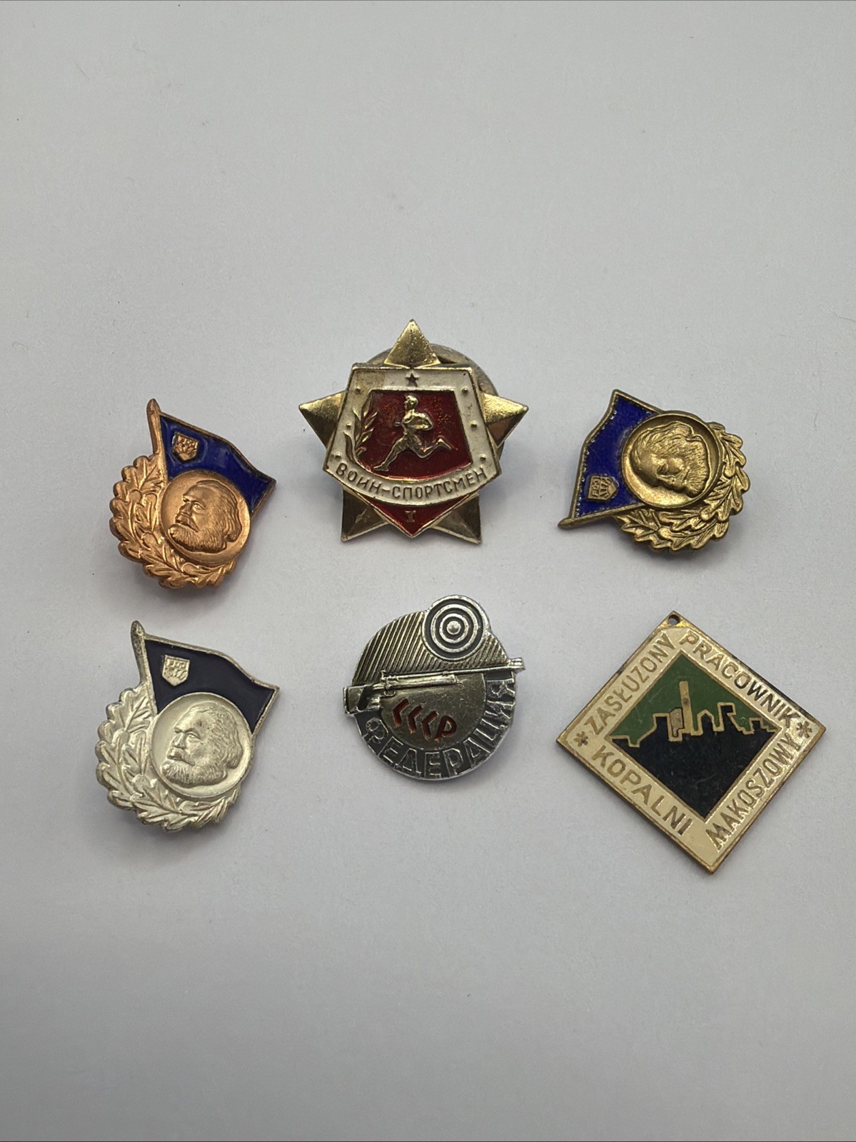 (6) Vintage Soviet USSR & Polish Pin Lot VTG