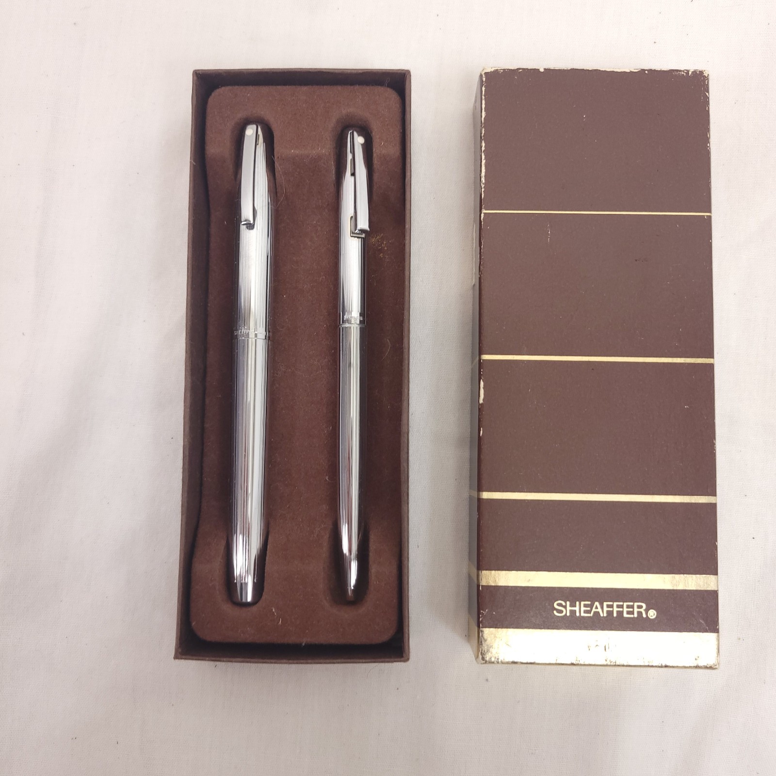 Vtg Shaeffer's White Dot Pen Set Ballpoint & Fiber Tip Made in USA