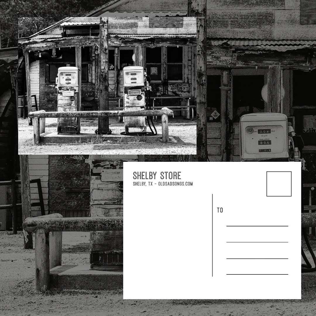 Shelby Store Postcards | Gas Pumps | Old Sad Songs Photography
