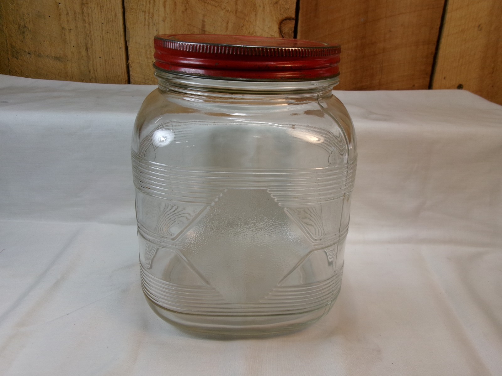 Vintage Large Square Clear Glass Vacuum Packed Coffee Jar Vintage Large Square Clear Glass Vacuum Packed Coffee Jar