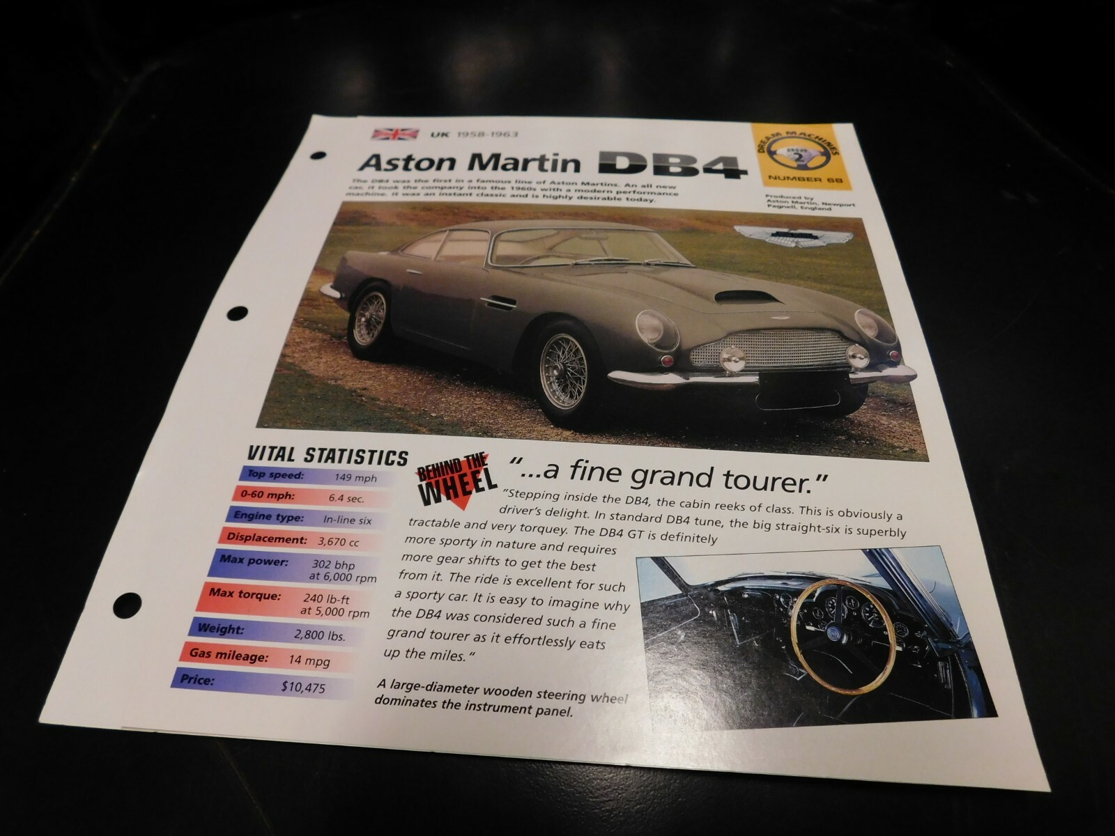 1958-1963 Aston Martin DB4 Spec Sheet Brochure Photo Poster 59 60 61 62 1958-1963 Aston Martin DB4 Spec Sheet Brochure Photo Poster 59 60 61 62