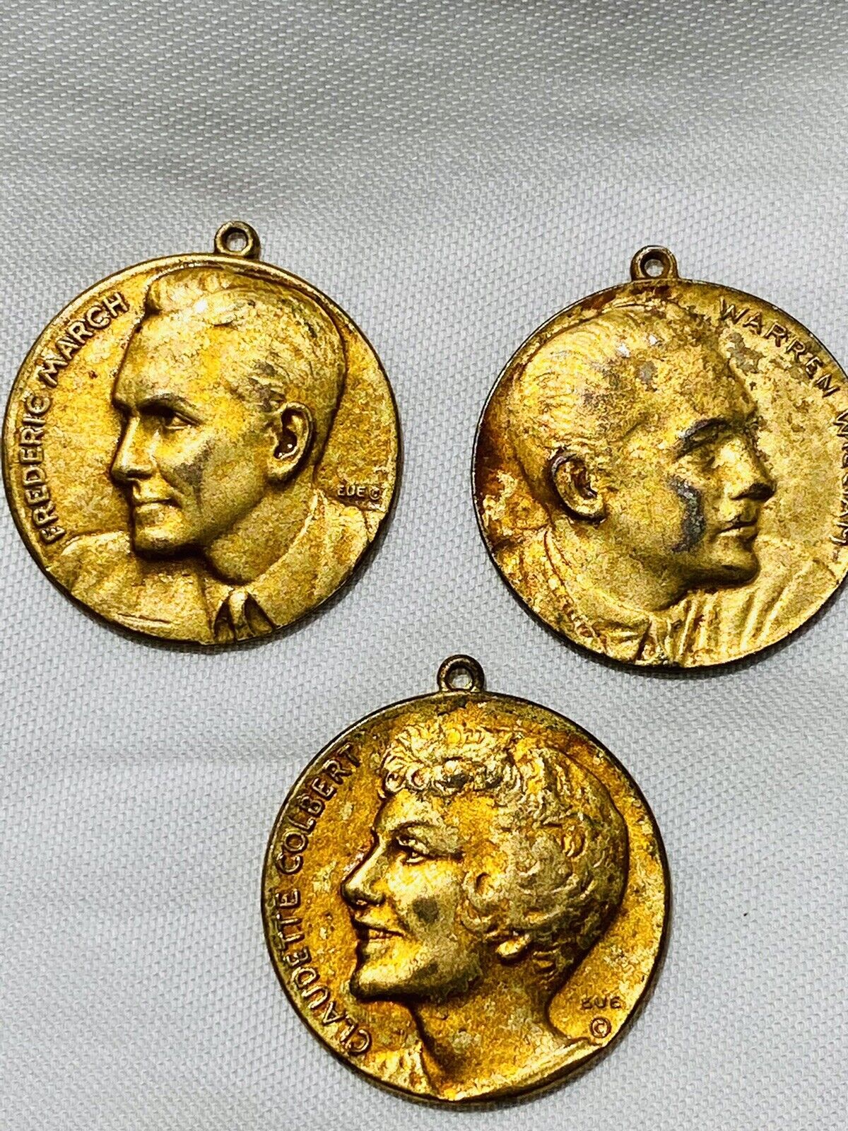 3 Paramount Star Medals- Frederic March, Claudette Colbert, Warren William 1930s