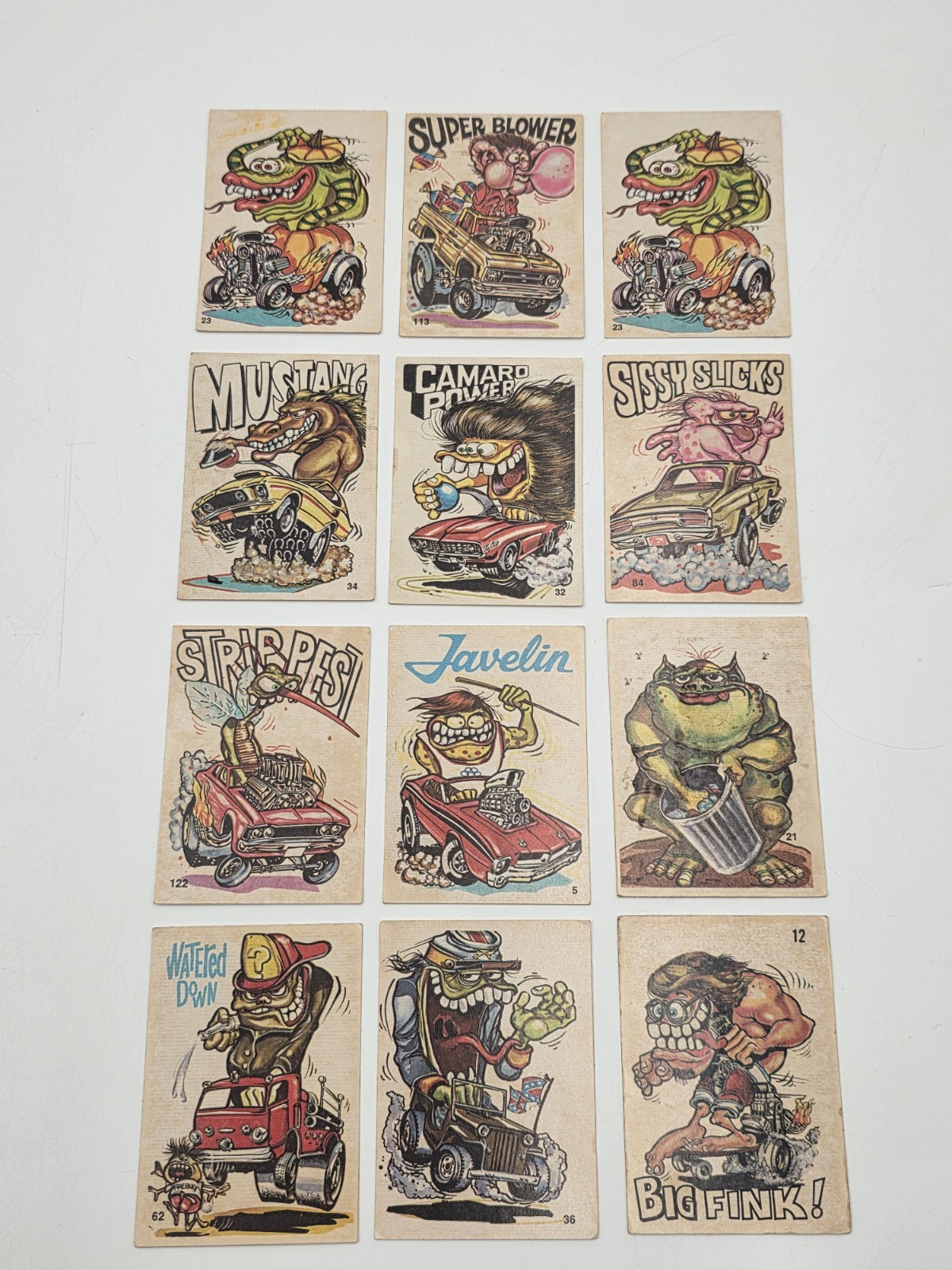 1970 Donruss Odd Rods Sticker Cards Lot of 12 Hot Rod Monster Rat Fink Style