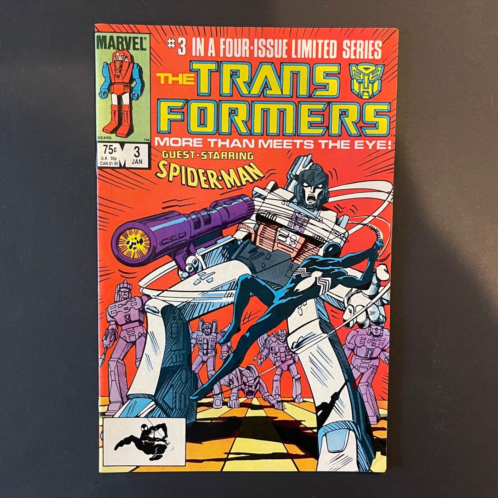 TRANSFORMERS #3 MARVEL COMICS 1985 SPIDER-MAN CROSSOVER APPEARANCE 1ST PRINTING