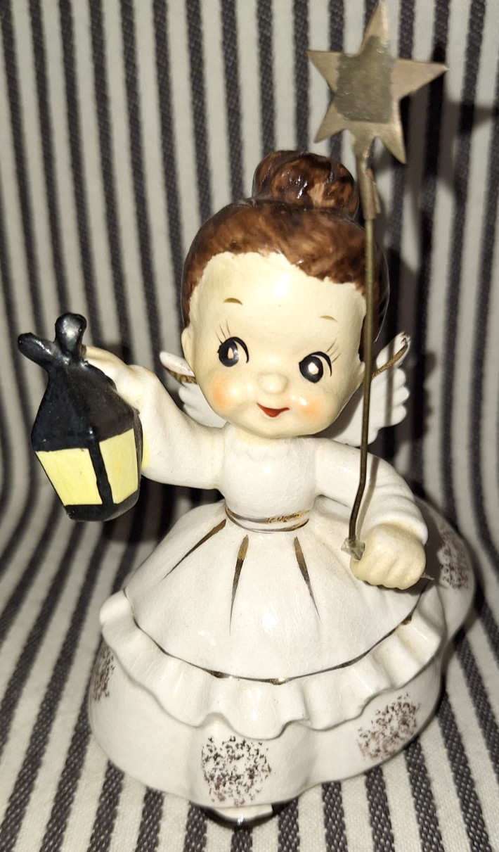 HTF VTG UCAGO w/TAG CHRISTMAS FAIRY ANGEL GIRL w/LANTERN & MAGIC WAND JAPAN Read HTF VTG UCAGO w/TAG CHRISTMAS FAIRY ANGEL GIRL w/LANTERN & MAGIC WAND JAPAN Read