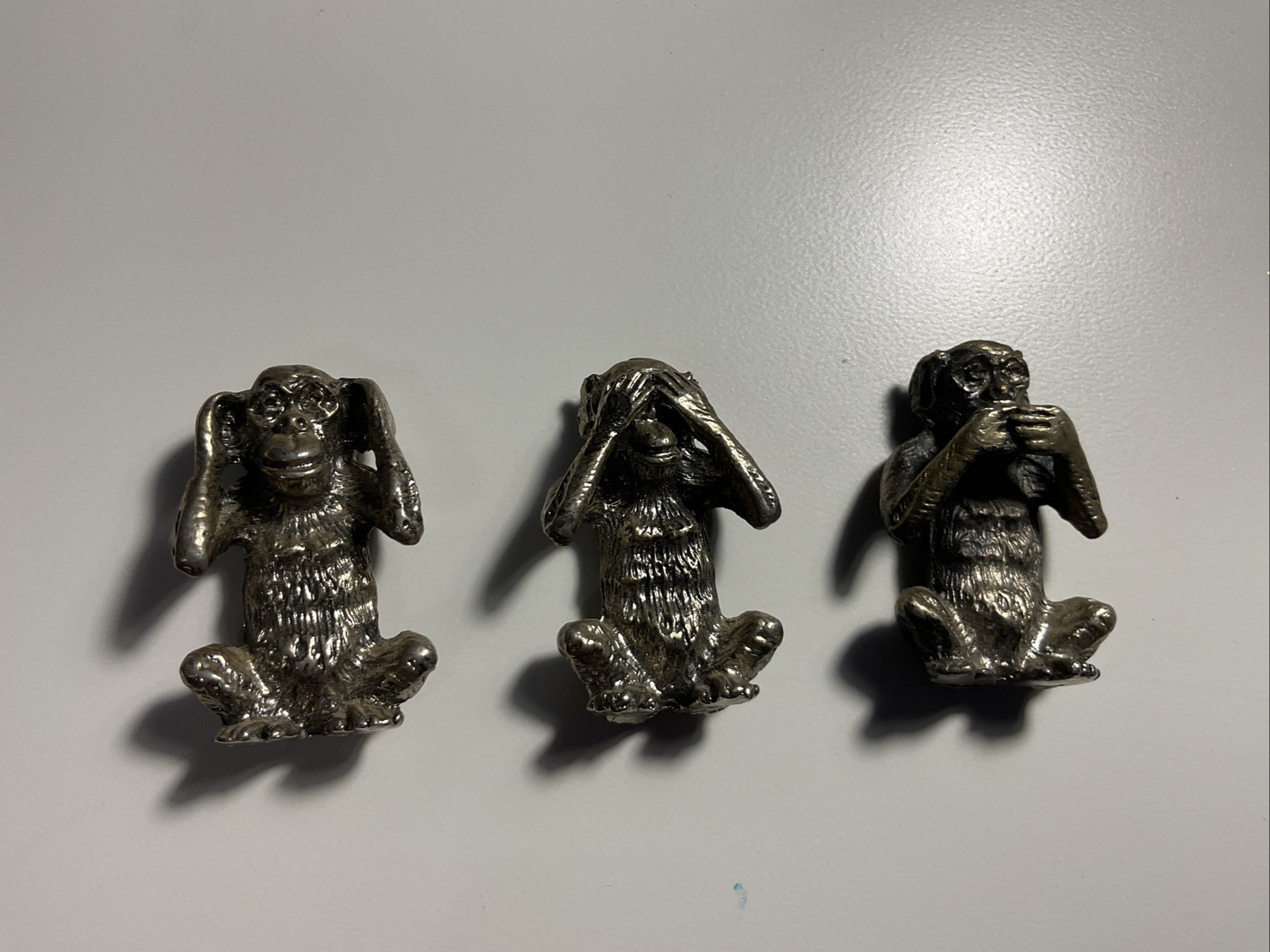 Vtg Set 3 Pewter Monkeys See No Evil Hear No Evil Speak No Evil Miniature 1.5"