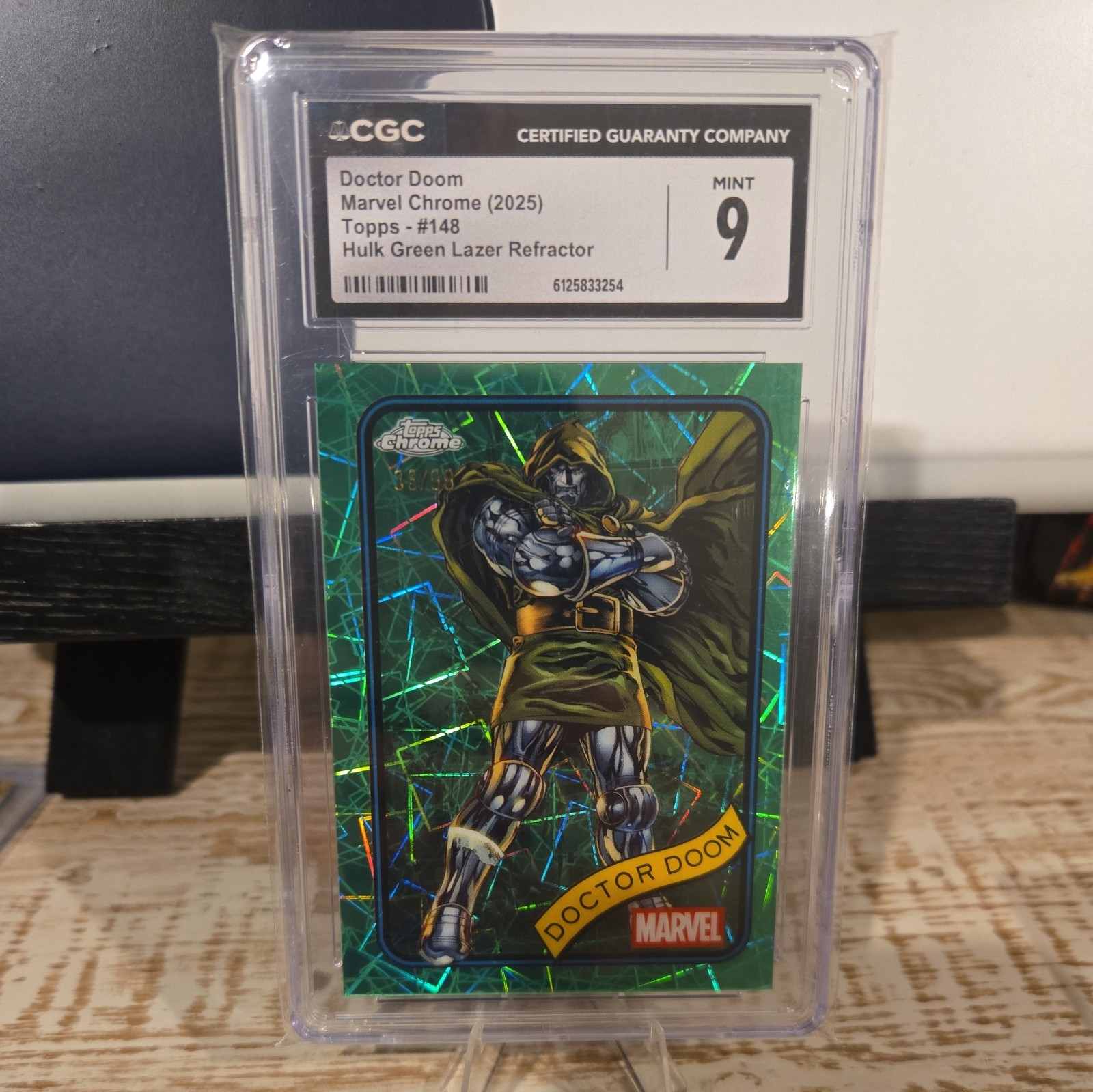2025 Topps Chrome Marvel Dr. Doom #148 HULK Green Laser REFRACTOR/99 2025 Topps Chrome Marvel Dr. Doom #148 HULK Green Laser REFRACTOR/99