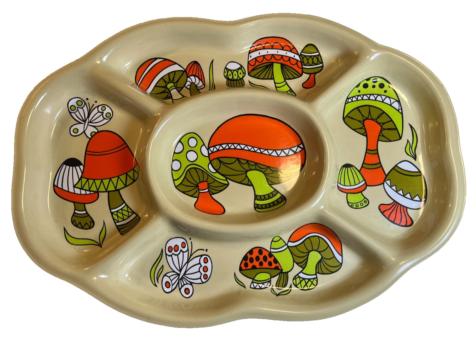 Retro Vintage 1960s 60s 1970s 70s Mushroom Serving Tray Dish Platter Psychedelic Retro Vintage 1960s 60s 1970s 70s Mushroom Serving Tray Dish Platter Psychedelic
