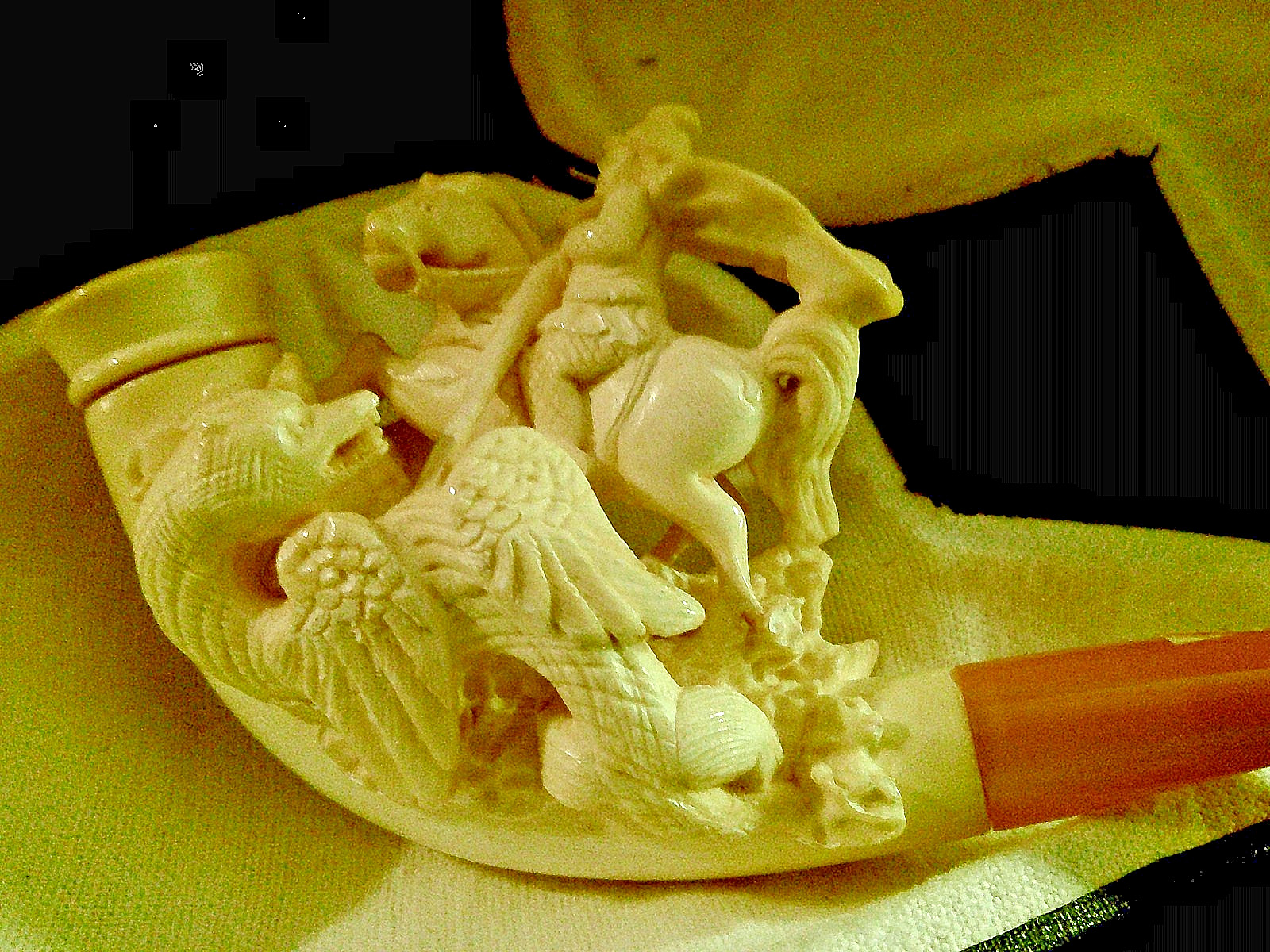 🔴NEW UNSMOKED S. YANIK MEERSCHAUM PIPE ST. GEORGE SLAYING DRAGON ORIGINAL CASE 🔴NEW UNSMOKED S. YANIK MEERSCHAUM PIPE ST. GEORGE SLAYING DRAGON ORIGINAL CASE