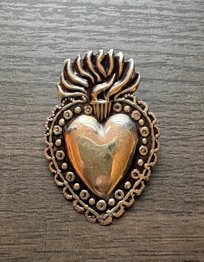 Sacred Heart 950 Silver PendantPin Vintage New Mexico Ornate PinPendant sterling Sacred Heart 950 Silver PendantPin Vintage New Mexico Ornate PinPendant sterling