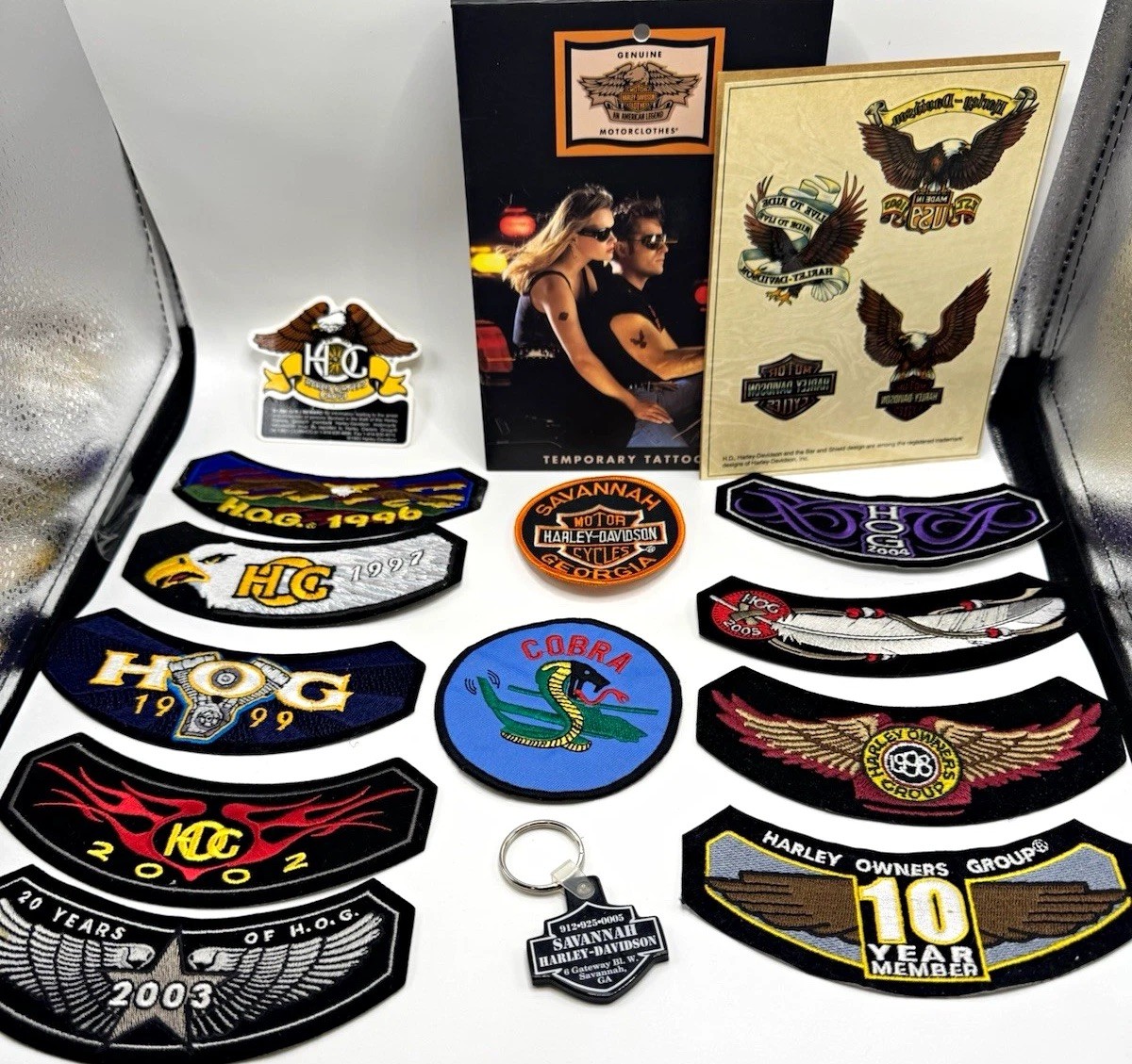 Vintage Harley Davidson H.O.G. Patch & Pin Lot 1996-2004 Savannah GA Tattoos Vintage Harley Davidson H.O.G. Patch & Pin Lot 1996-2004 Savannah GA Tattoos