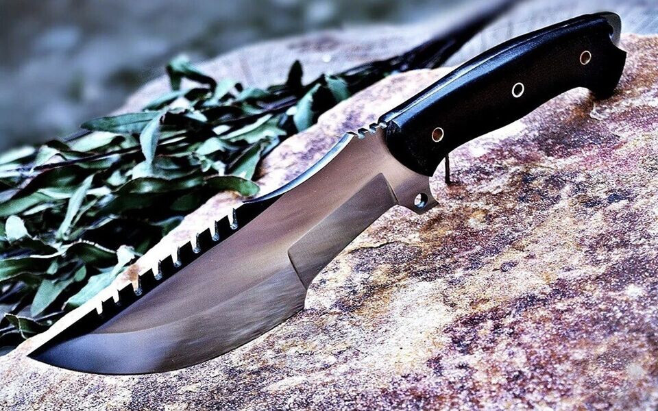 CUSTOM HANDMADE D2 TOOL STEEL G-10 MICARTA TRACKER HUNTING BOWIE KNIFE SURVIVAL