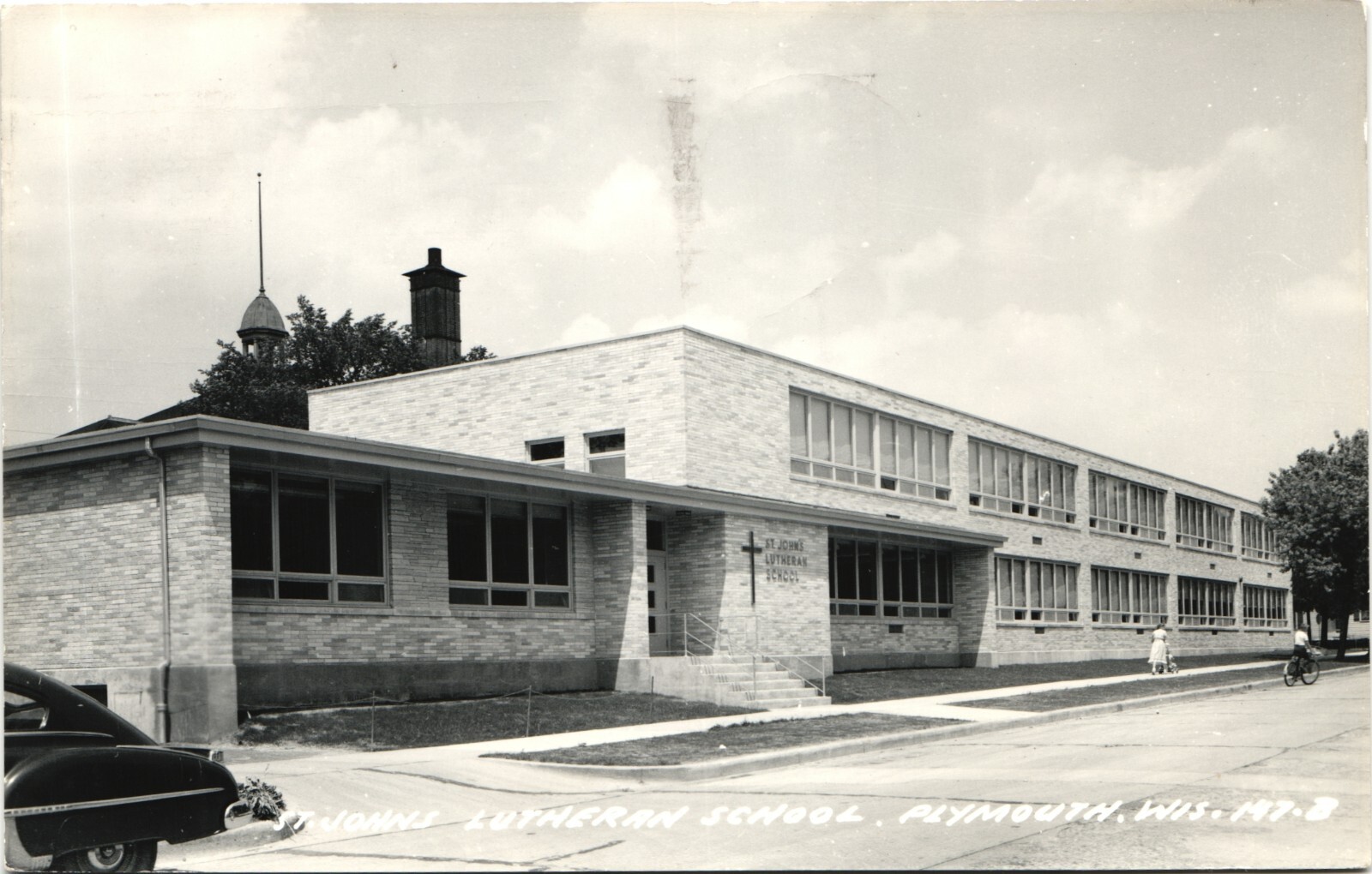 ST JOHNS LUTHERAN SCHOOL real photo postcard rppc PLYMOUTH WISCONSIN WI ST JOHNS LUTHERAN SCHOOL real photo postcard rppc PLYMOUTH WISCONSIN WI