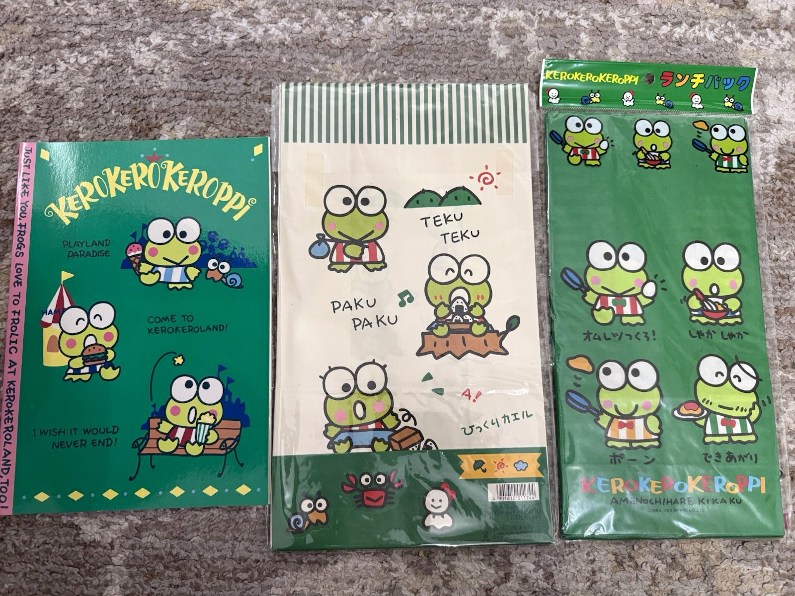 Vintage 1990s Sanrio Keroppi Japanese Stationery Collection 3-Piece Lot Vintage 1990s Sanrio Keroppi Japanese Stationery Collection 3-Piece Lot