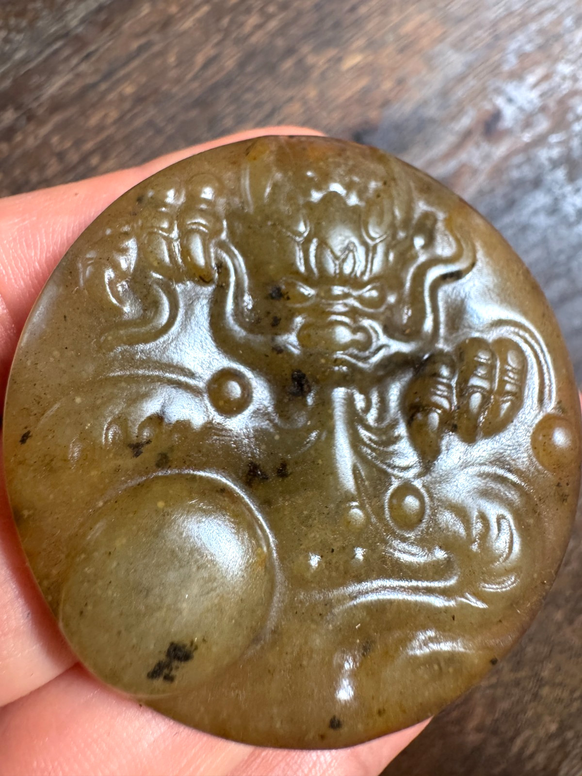 Old Hand Carved Jade Egg Hatching Creature Calcified Antique Stone Estate
