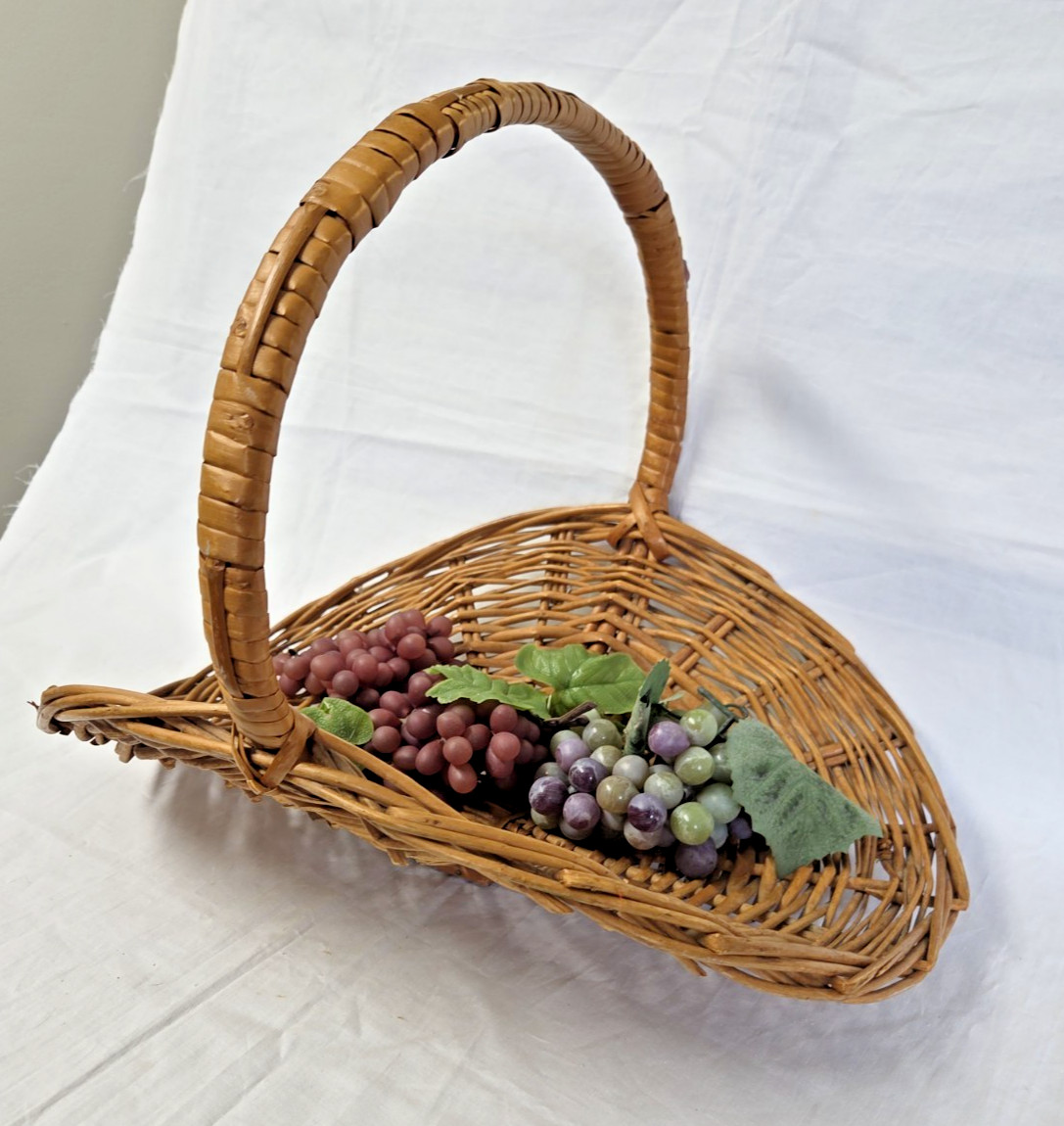L Vintage Wicker Gathering Basket Herb Flower Garden French Country Style Wood L Vintage Wicker Gathering Basket Herb Flower Garden French Country Style Wood