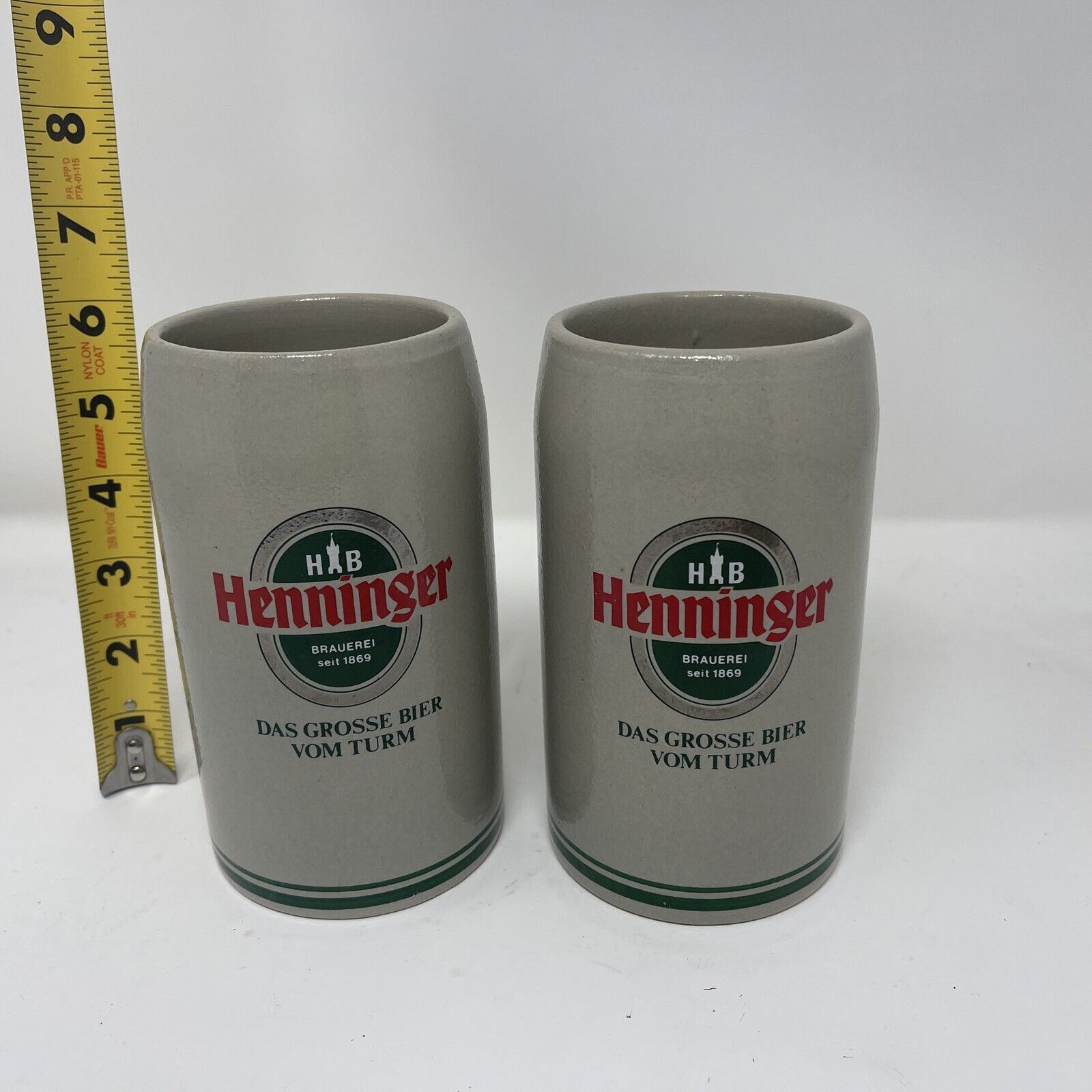 Vintage German Salt Glaze Ceramic Henninger Beer Stein 6” VTG Mug From Germany