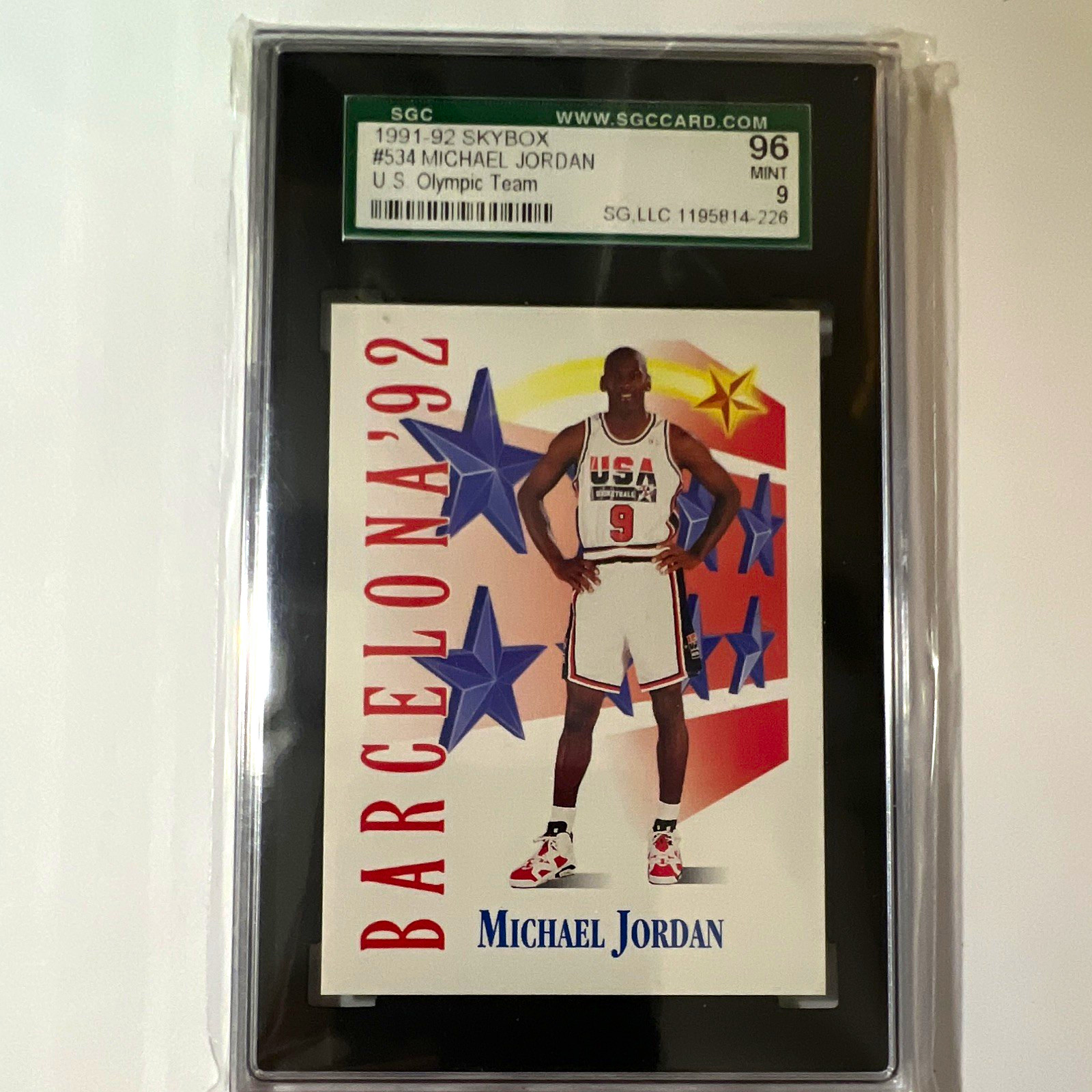 SkyBox 1991-92 Michael Jordan Barcelona '92 USA Basketball #534 SGC 96 Mint SkyBox 1991-92 Michael Jordan Barcelona '92 USA Basketball #534 SGC 96 Mint