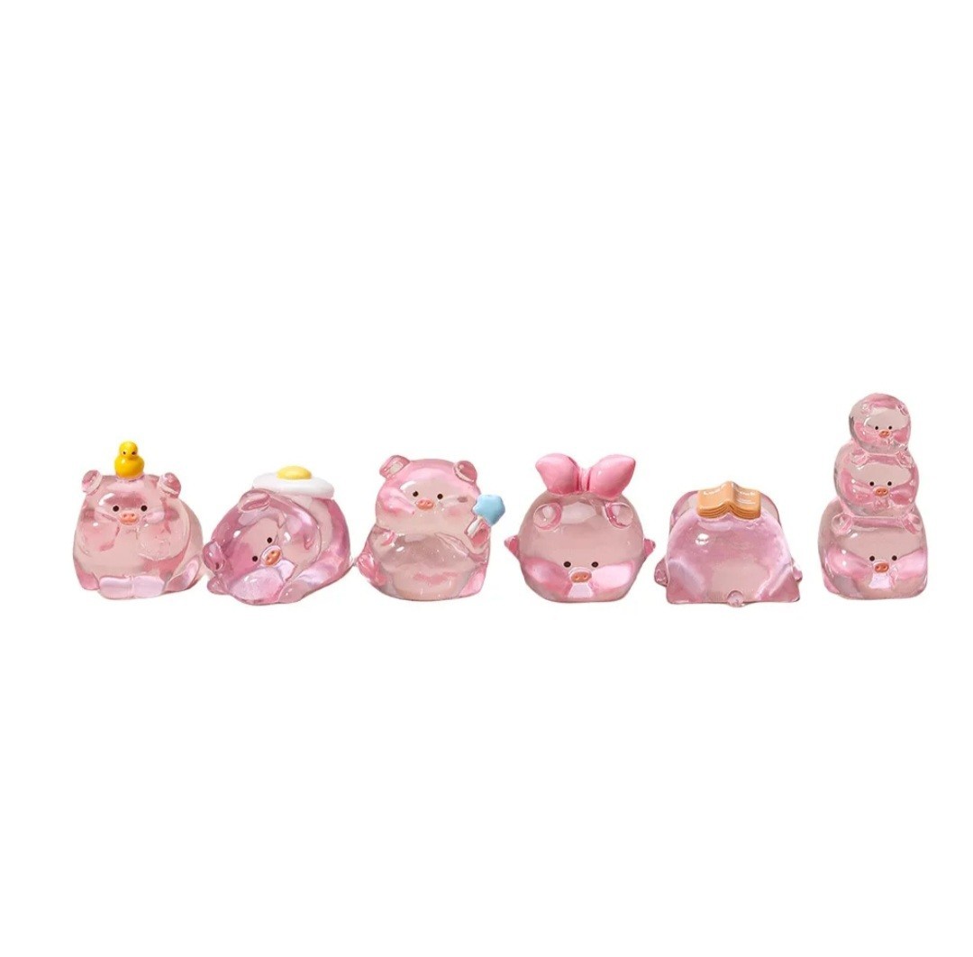 Miniature Pigs Piglets Set of Vintage Tiny Pigs Glass Pink Miniature Pigs Piglets Set of Vintage Tiny Pigs Glass Pink