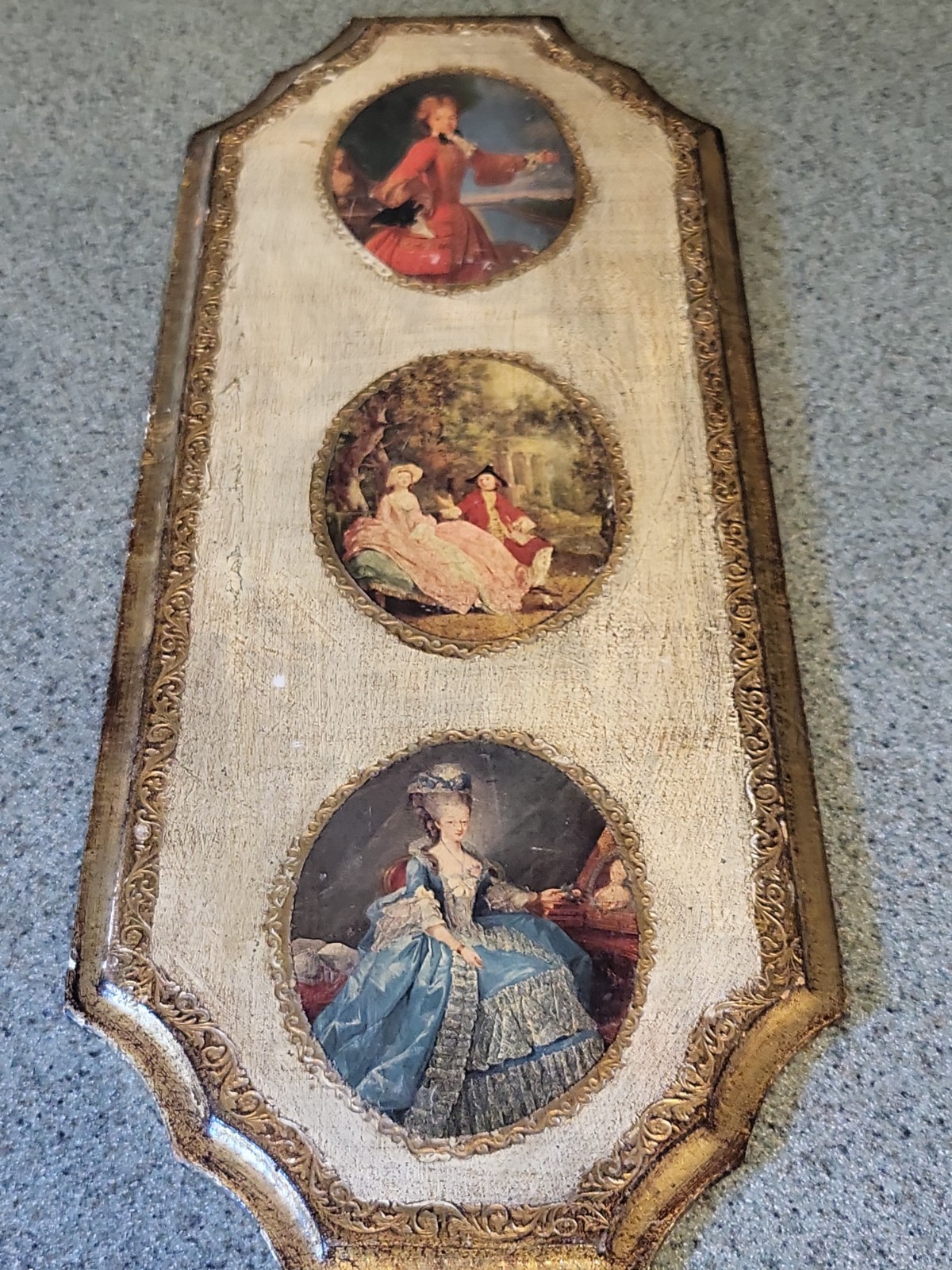 Vintage ITALIAN Florentine Gold Gilt Wall Plaque Picture 19.5" GALLERY Vintage ITALIAN Florentine Gold Gilt Wall Plaque Picture 19.5" GALLERY