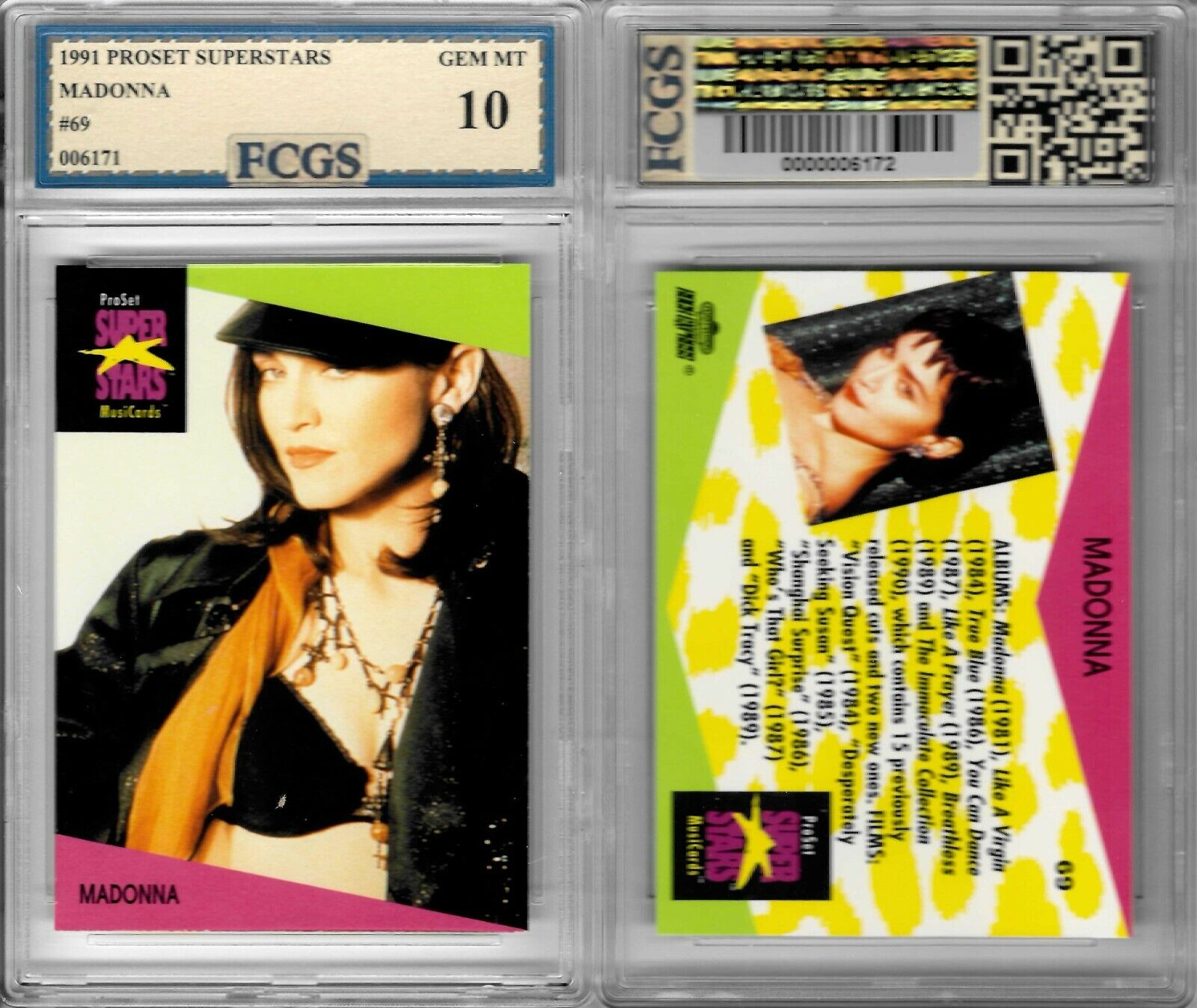 1991 ProSet Superstars Madonna #69 Graded FCGS 10 GEM MINT