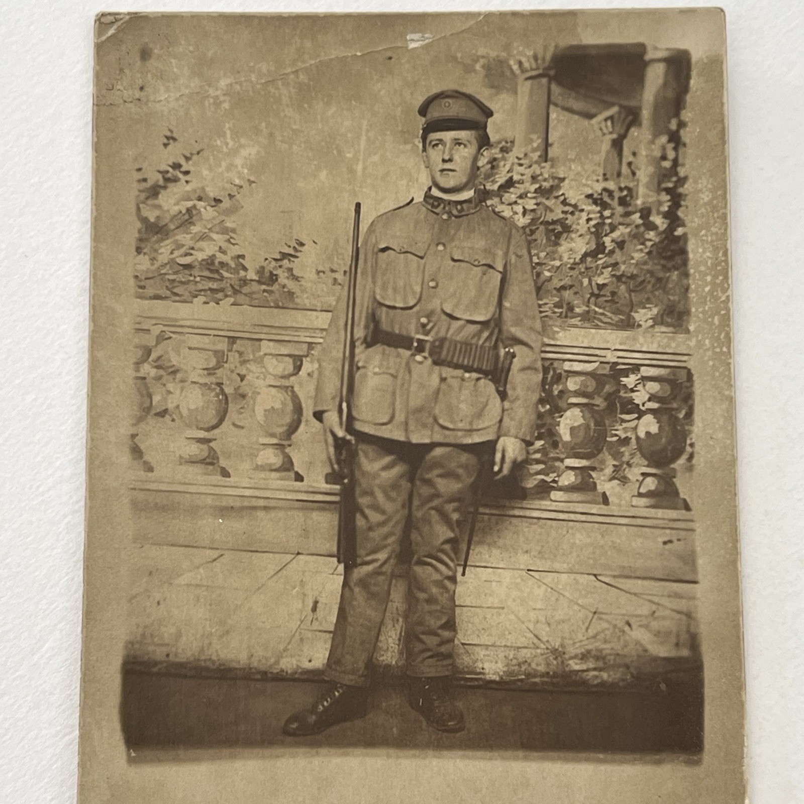 Antique RPPC Real Photograph Postcard Boy Military Gun Machete Army ID Johnson Antique RPPC Real Photograph Postcard Boy Military Gun Machete Army ID Johnson