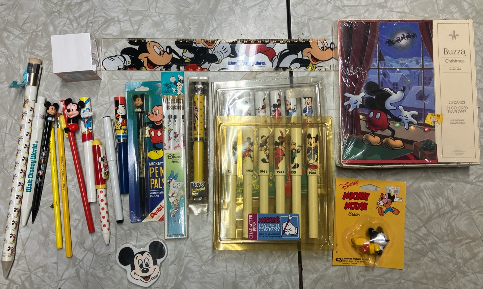 Vintage Disney Mickey Mouse Pens Pencils Markers Eraser Vintage Disney Mickey Mouse Pens Pencils Markers Eraser