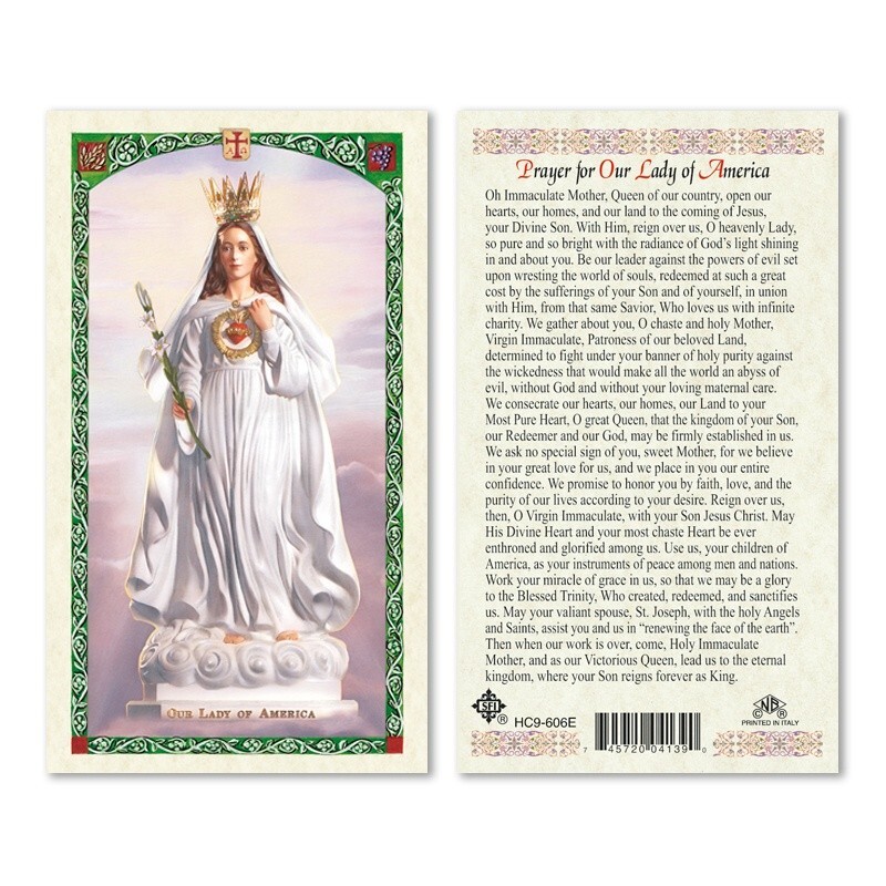 Our Lady of America - Paperstock Holy Card 606ENL Our Lady of America - Paperstock Holy Card 606ENL