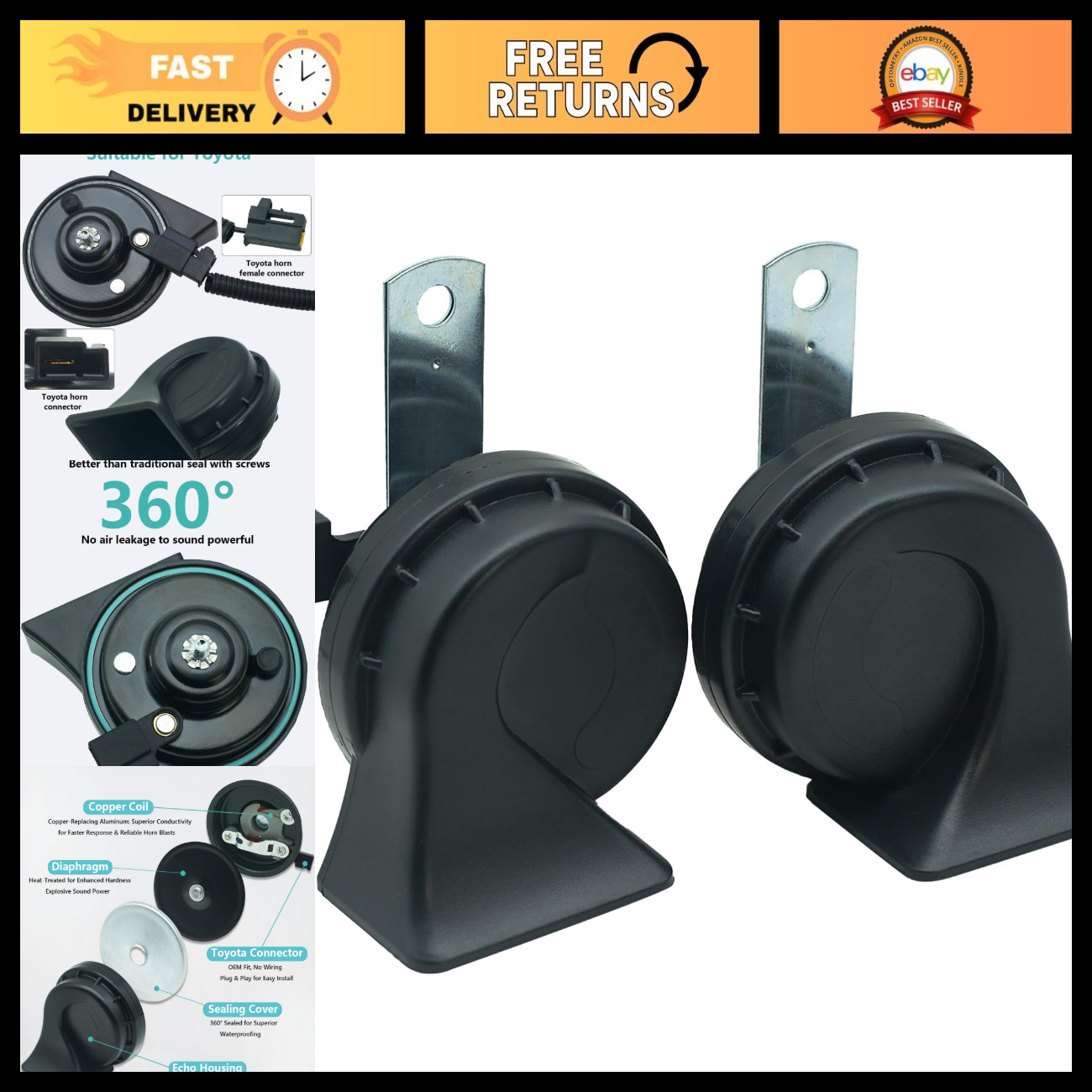 High-Performance 128dB Dual-Tone Car Horn Kit for Toyota Lexus Vehicles High-Performance 128dB Dual-Tone Car Horn Kit for Toyota Lexus Vehicles