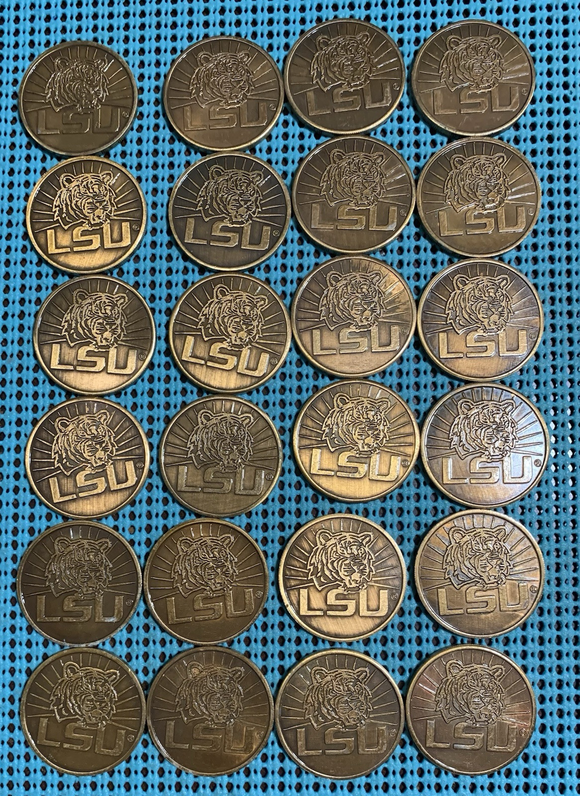 Set of (24) TWENTY-FOUR different history of LSU Antique Bronze doubloons Set of (24) TWENTY-FOUR different history of LSU Antique Bronze doubloons