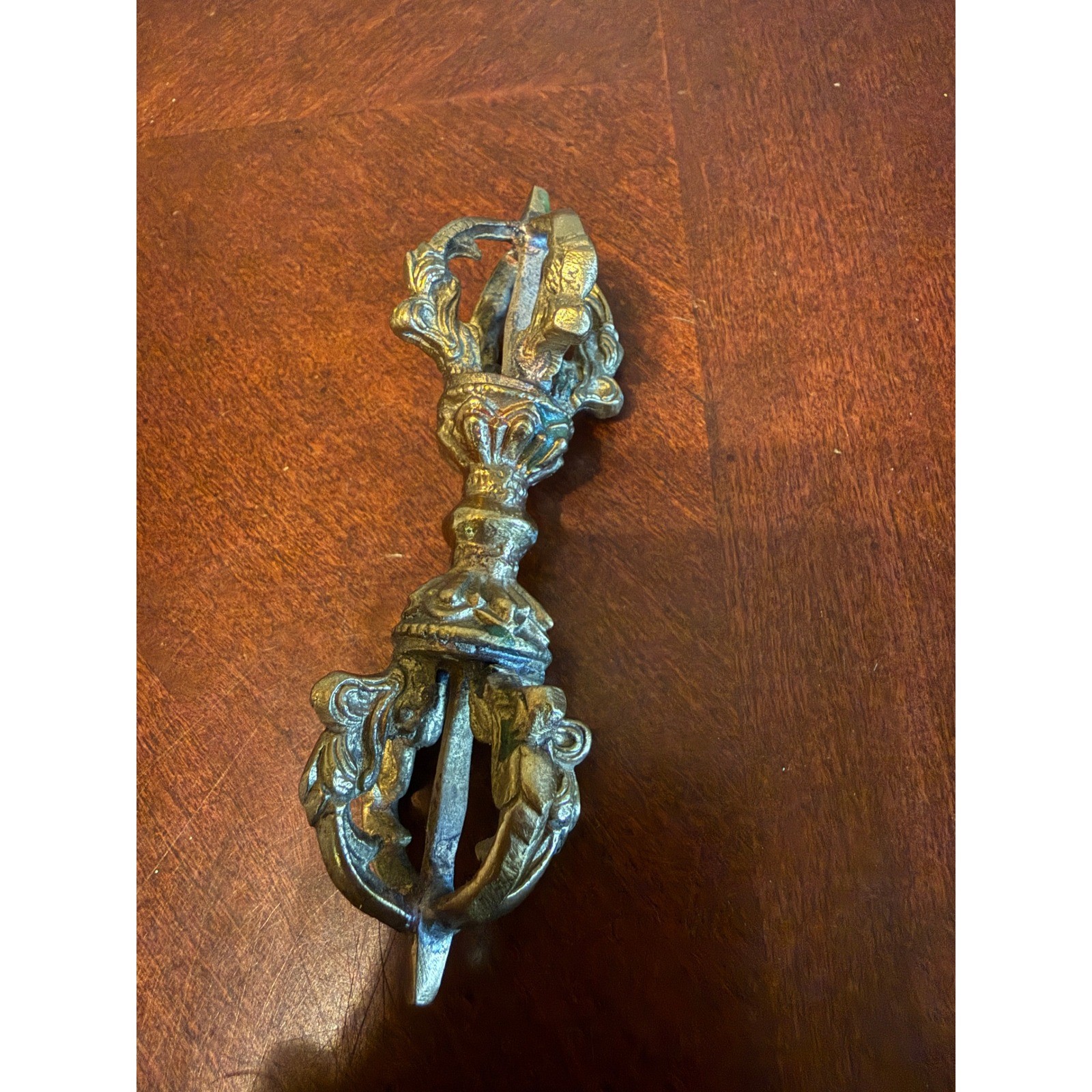 Vintage Tibetan Buddhist Vajra Dorje Ritual Brass Thunderbolt Scepter Vintage Tibetan Buddhist Vajra Dorje Ritual Brass Thunderbolt Scepter