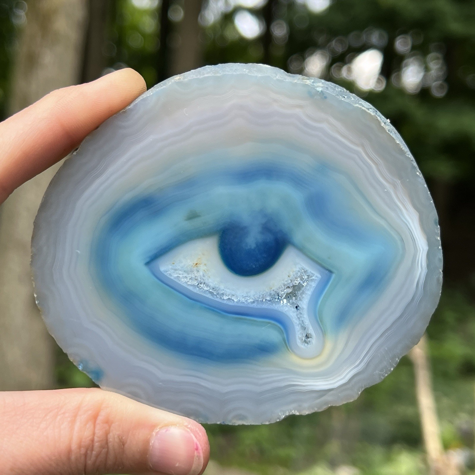 Rare Natural Blue Eye Agate Slice Druzy Crystal Tear OOAK Collector Specimen Rare Natural Blue Eye Agate Slice Druzy Crystal Tear OOAK Collector Specimen