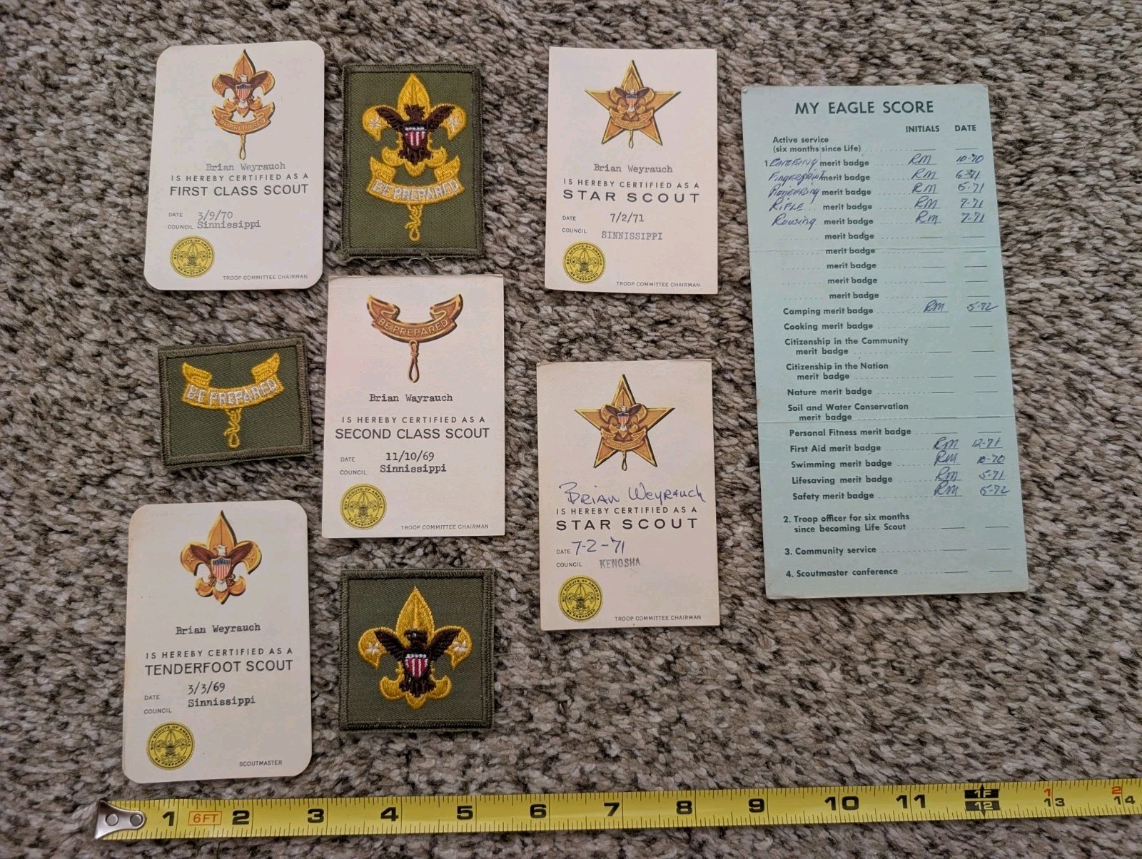 Vintage 1969-1972 Boy Scout BSA Lot - Rank Cards, Patches & Eagle Scout Tracker Vintage 1969-1972 Boy Scout BSA Lot - Rank Cards, Patches & Eagle Scout Tracker