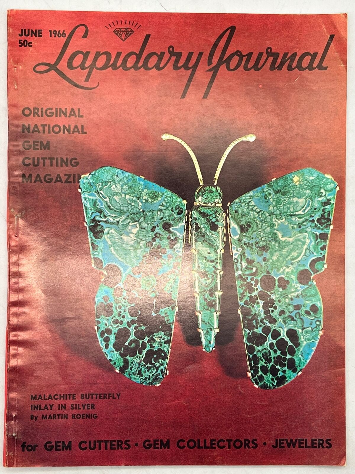 Lapidary Journal Magazine 1966 June Malachite Butterfly Inlay in Silver