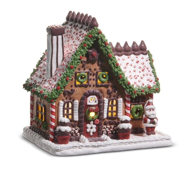9" Lighted Chocolate Frosted Gingerbread House 6-Hr Timer Christmas RAZ 4516665 9" Lighted Chocolate Frosted Gingerbread House 6-Hr Timer Christmas RAZ 4516665