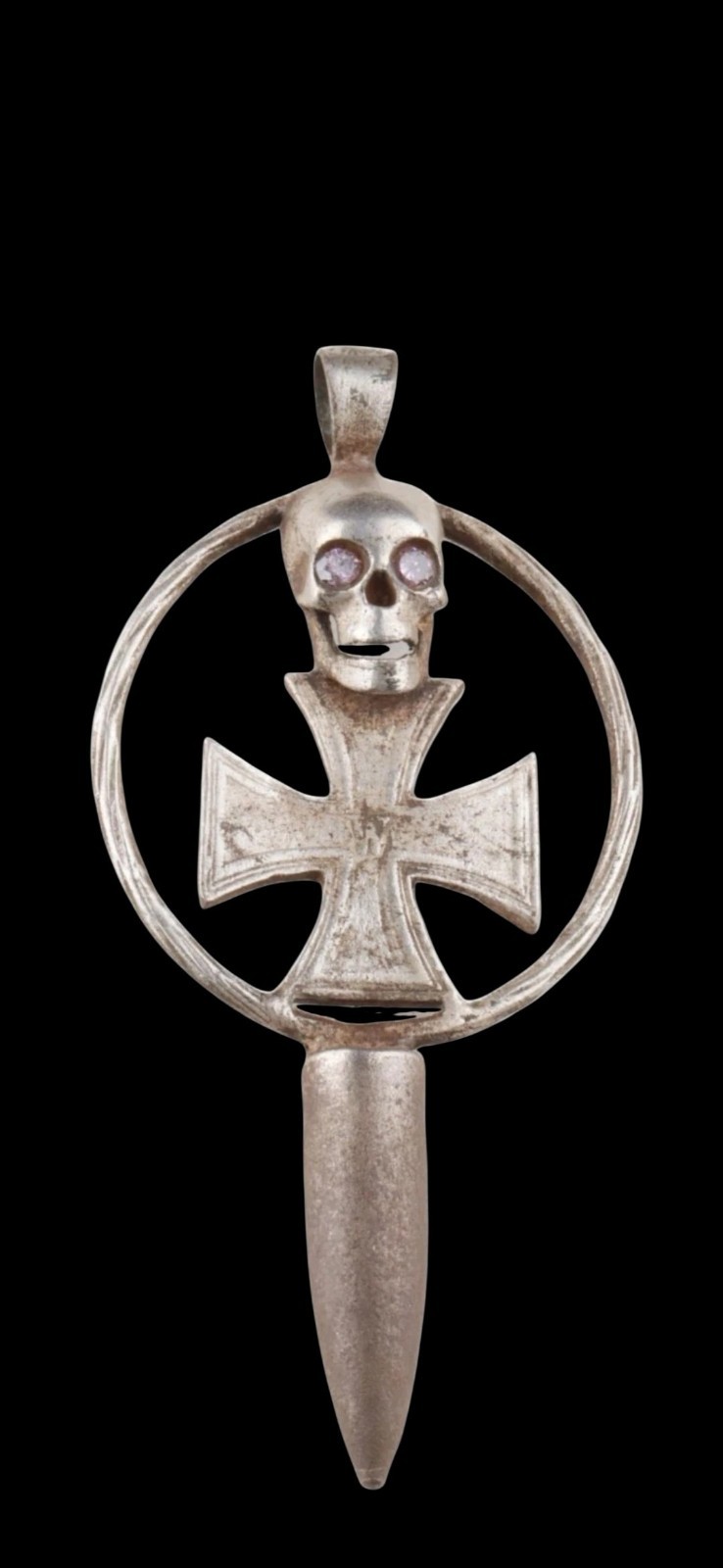 Antique WWII Ww2 Era Central European Pendant Unique Rare Ruby Eyes Biker Gift Antique WWII Ww2 Era Central European Pendant Unique Rare Ruby Eyes Biker Gift